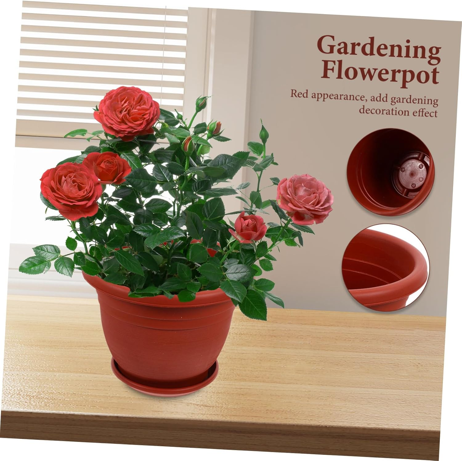 CIYODO Piece Set of Heavy Duty Seedling Pots Indoor Plant Pots Drainage Holes Red Clay Finish for Flower Arrangement and Gardening image number 3