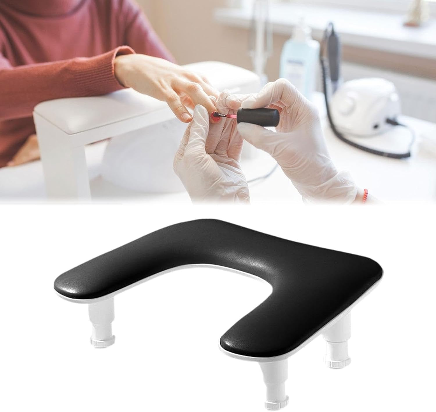 Fashioncha Nail Handgage Adjustable 4.92 Inch Height at 5.91 Inches of Manicure Manicure Manicure Bran Tool Living Room for the Salon De Lounge, Black - Pink image number 4