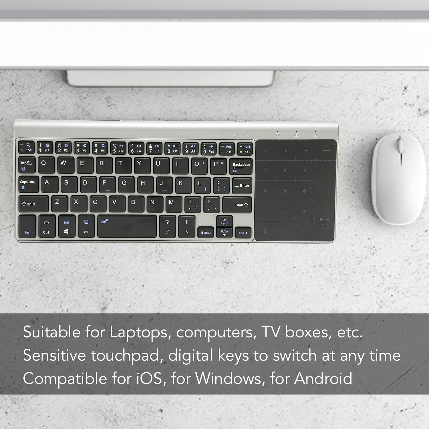 Wireless Keyboard, 2 in 1 2.4G Wireless Keyboard with Sensitive Touchpad, Portable Universal Wireless Keyboard for Laptops, Computers, TV Boxes