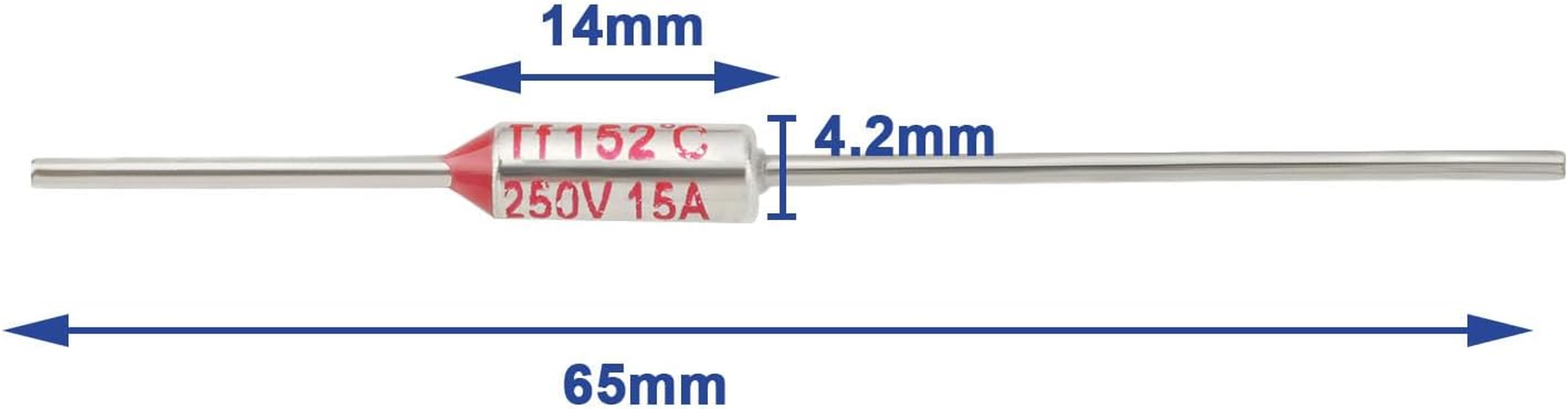 YINETTECH 10Pcs Thermal Fuse Cutoff RY Type TF 152&deg;C 305.6&deg;F 15Amp 250V Electrical Safety Fuse Overheat Protection Fuse for Electrical Equipment Overheating Protection