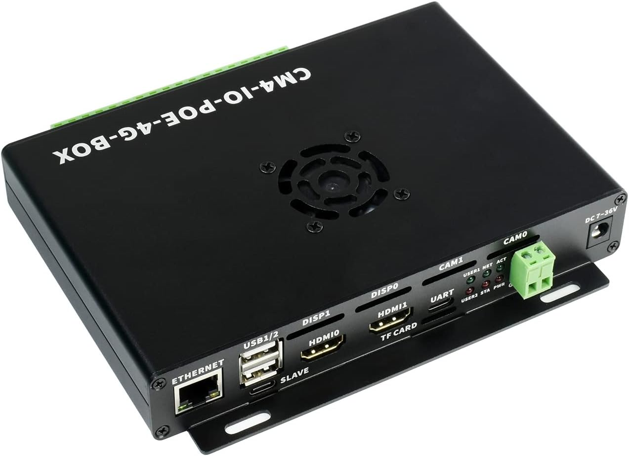 Waveshare Industrial Iot Mini-Computer Based on Raspberry Pi Compute Module 4 (Included) Waveshare CM4 Industrial Iot Board inside Poe 5G/4G Metal Case with Cooling Fan image number 4