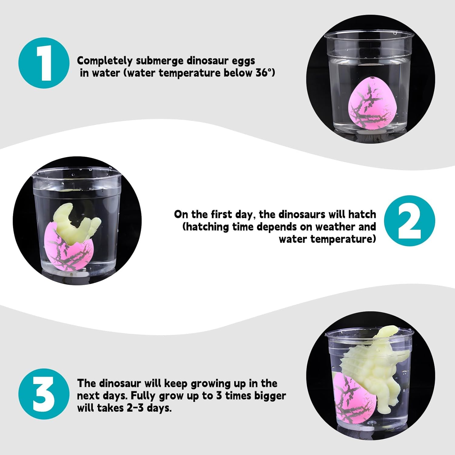 24 Pcs Large Hatching Dinosaur Eggs Toys in Water with Assorted Color for Kids Party Bag Filler, Growing Dino Hatching Eggs for Party Favors Science Easter Basket Stuffers Egg Hunt Gift image number 1