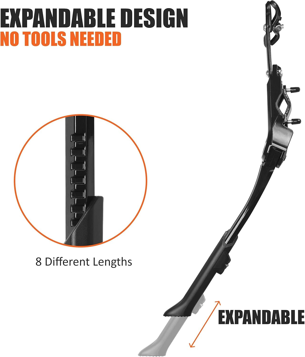 BV Bike Kickstand - Alloy Adjustable Height Rear Side Bicycle Kick Stand, for 24" - 28" Mountain Bike/Road Bike/Bmx/Mtb image number 3