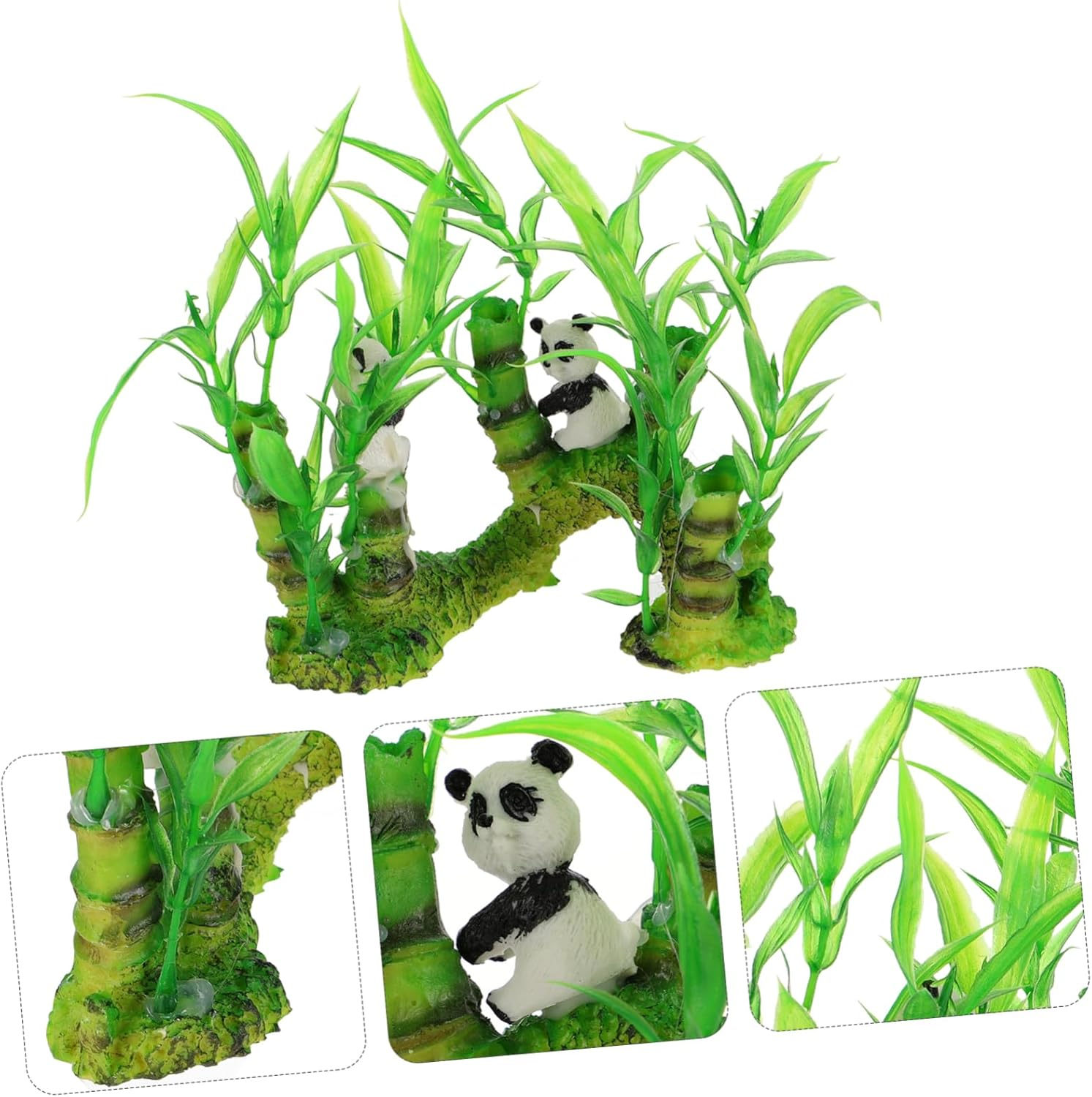Yardwe Lifelike Aquarium Adornment Fish Tank Decorations Imitation Bamboo Aquatic Plant Underwater Ornament for Panda Theme