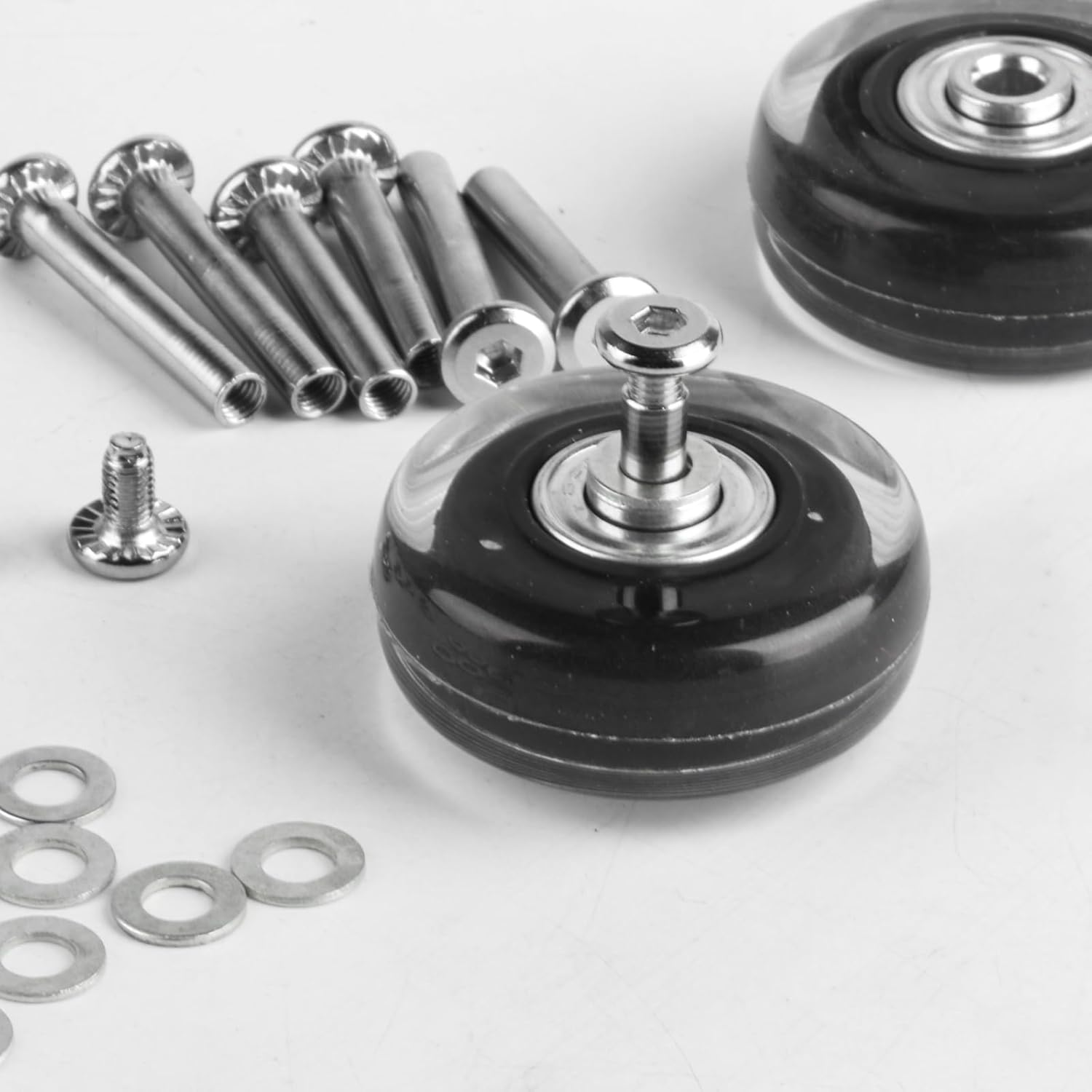 Pack of 4 Suitcase Castors Replacement Wheels, 50 X 18 Mm Luggage Suitcase Replacement Wheels, Suitcase Wheels Replacement Wheels 50 Mm, Replacement Wheels for Suitcase, Rubber Replacement Wheels For image number 4