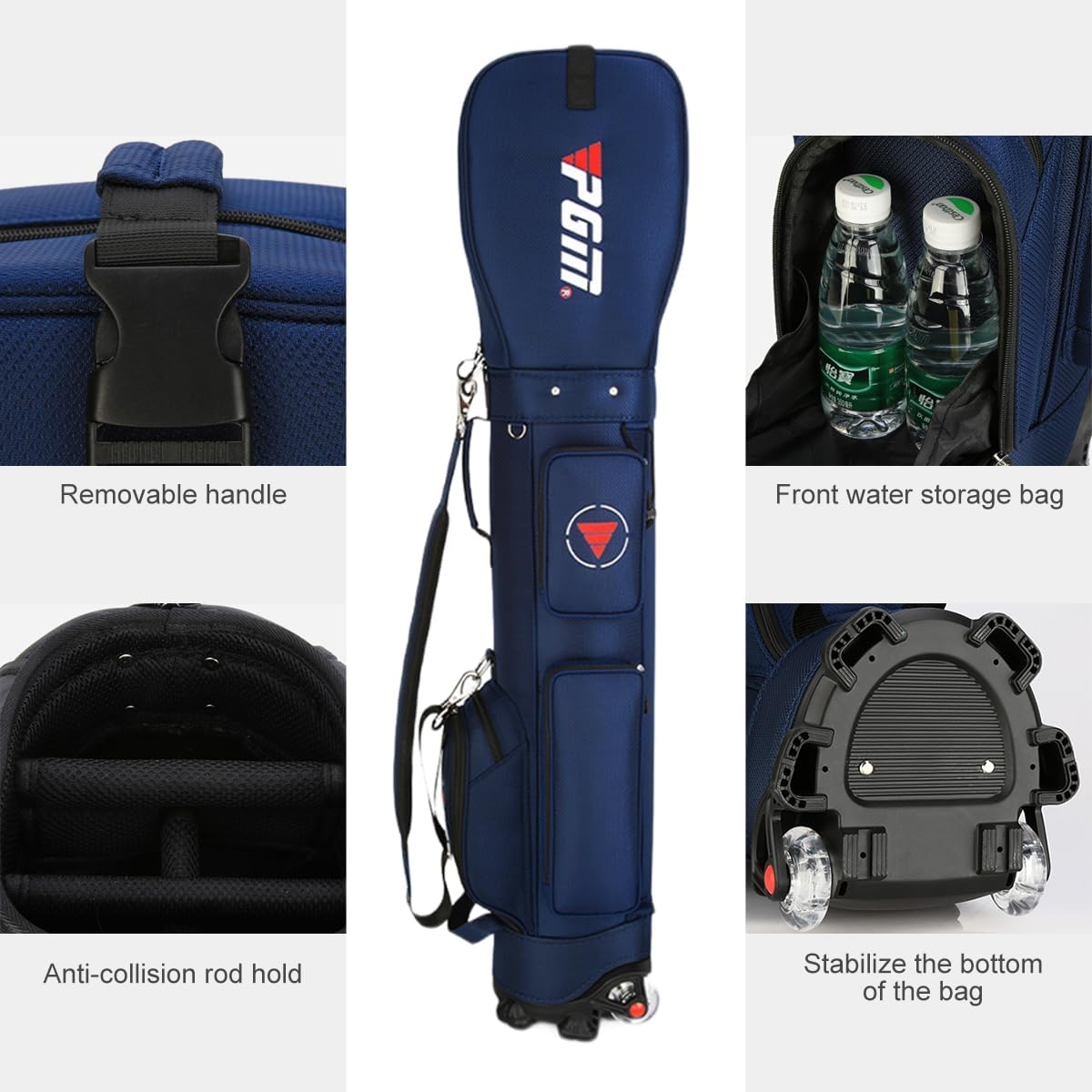 Golf Clubs Bag with Wheels Wheeled Clubs Bag - Black image number 4