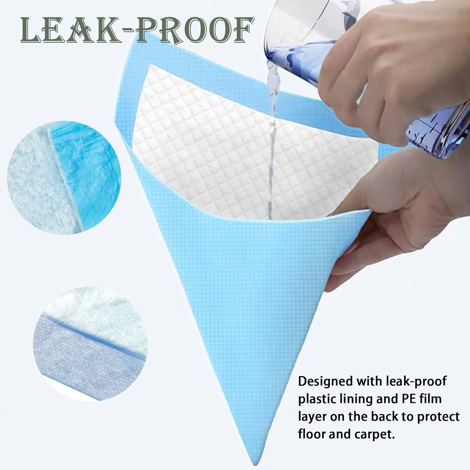 50Pcs 60X60Cm Disposable Pet Training Pads, 6 Layers Large Puppy Pee Training Pads Pet Training Pee Pads Super Absorbent & Leak-Proof Piddle and Potty Pads Pee Mats for Dogs, Cats, Pet (Blue) image number 1