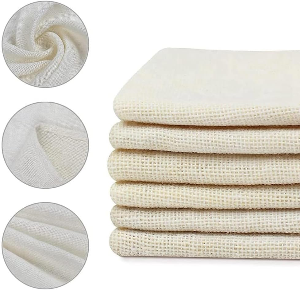 12 Pack Cheeseclothes, Unbleached Pure Cotton Muslin Clothes Soft Square Cheese Clothes for Cooking, Straining, Baking image number 4