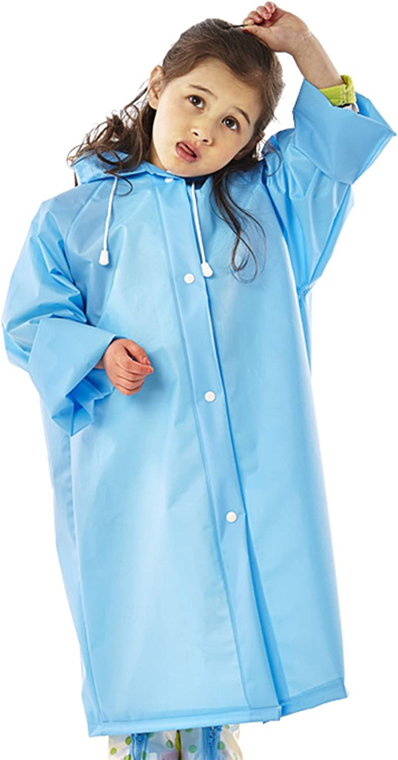 FEOYA Kids Rain Poncho Waterproof Raincoat Portable Reusable Hooded Long Rain Jacket for Outdoor Blue L image number 2