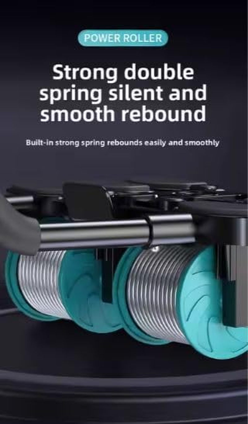 Hoplite Sports Ab Roller Wheel with Elbow Support &ndash; Power Roller Fitness Equipment for Abs, Core & Full Body &ndash; 4-Wheel Base, Silent Rebound, Anti-Slip Tires & Foldable Handles with Phone Holder - Blue image number 3