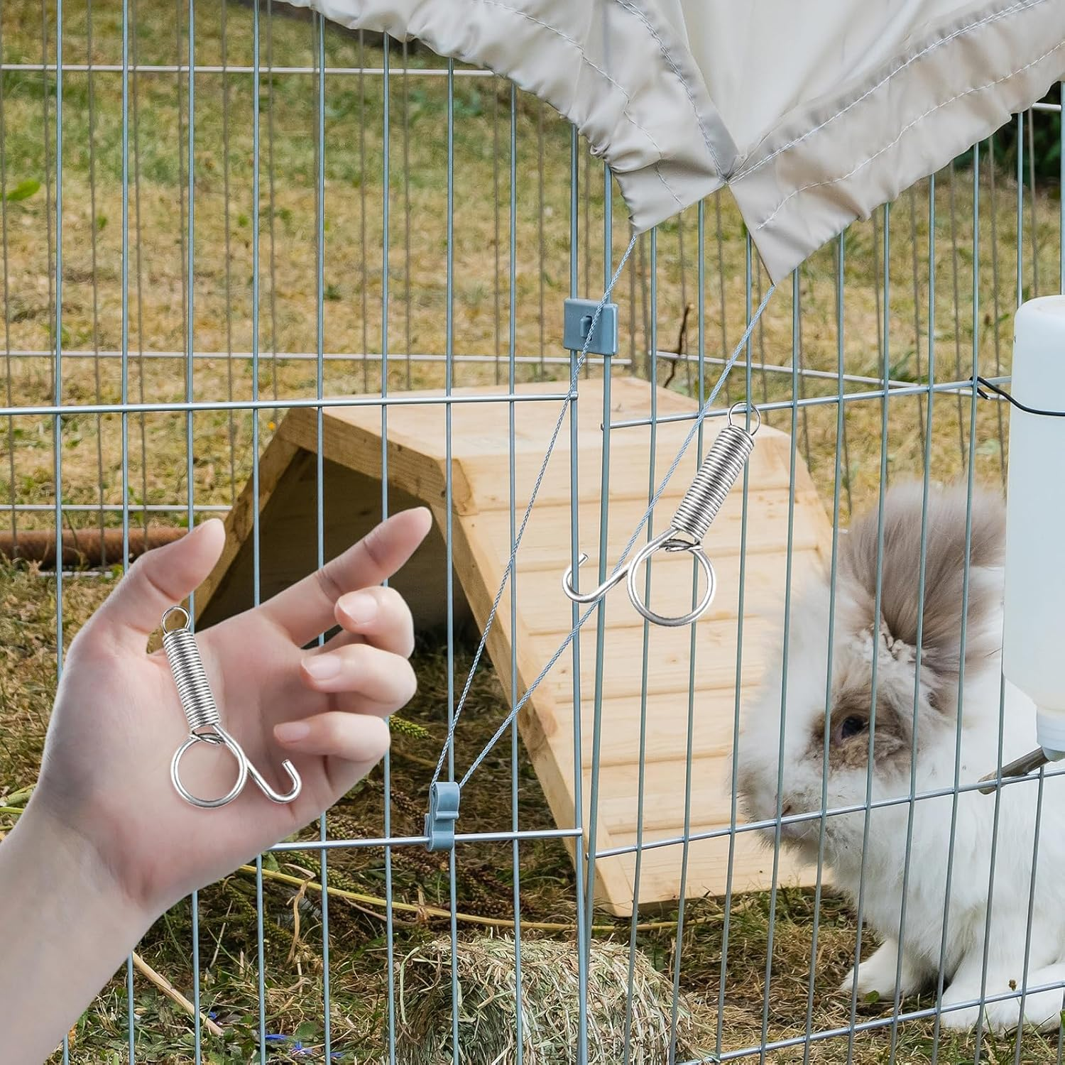 Sgphrzlt 25 Pieces Rabbit Cage Clips for Wire Animal Cage, Metal Finger Spring Latch Hook, Dog Crate Lock Door Fixing for Cat Bird Chick Guinea Pig Squirrel Hamster Pet Kennel image number 2