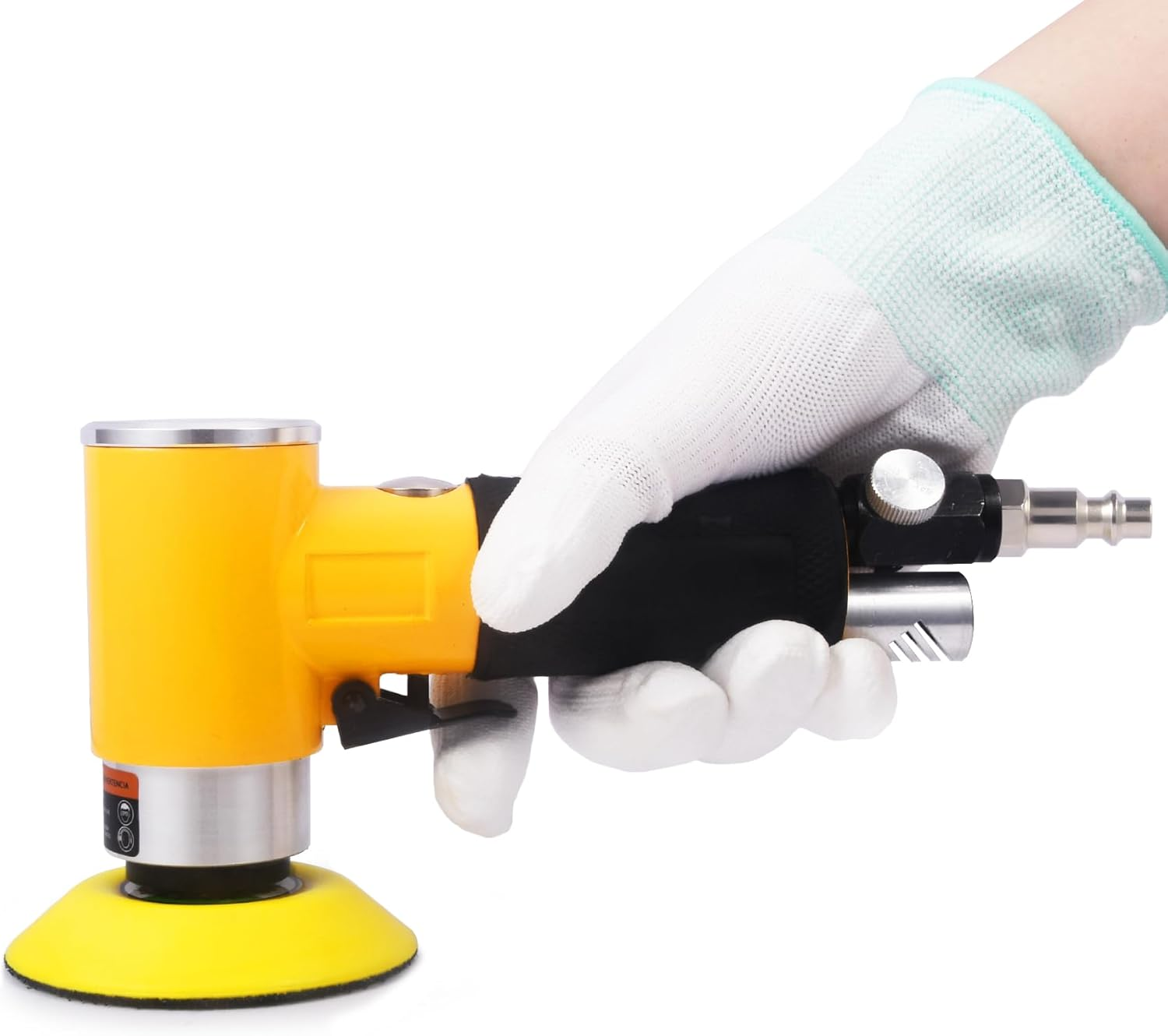 ZHONG an 2 3-Inch Mini Orbital Sander Da Sander Air Dual Action Sander Air Polisher Super Smooth and Swirl Freely for Auto Body Work (Yellow) image number 6