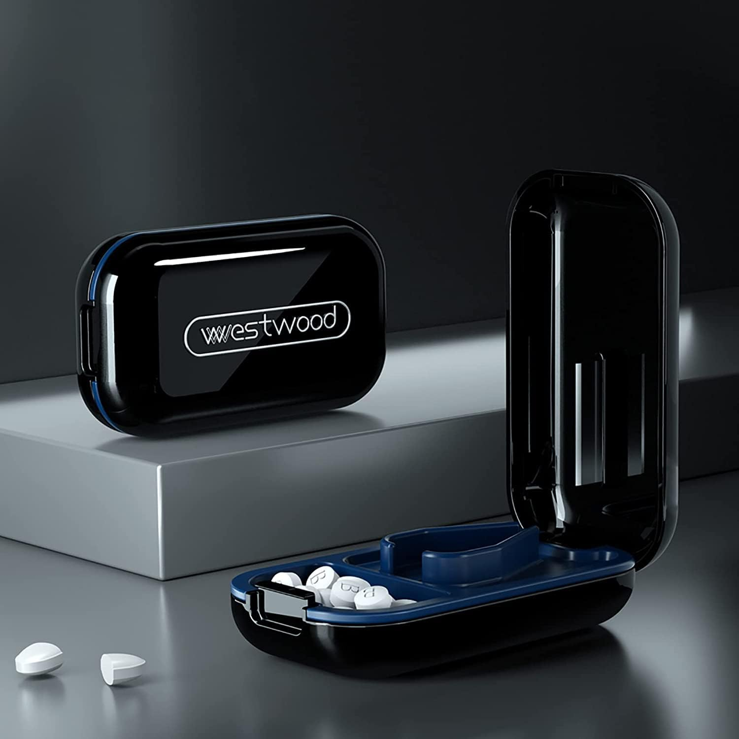 Small Pill Cutter, Pill Splitter Pill Cutter for Small or Large Pills, Cuts Vitamins Tablets, Portable Pretty Pill Crusher for Purse Pocket (Black) image number 2