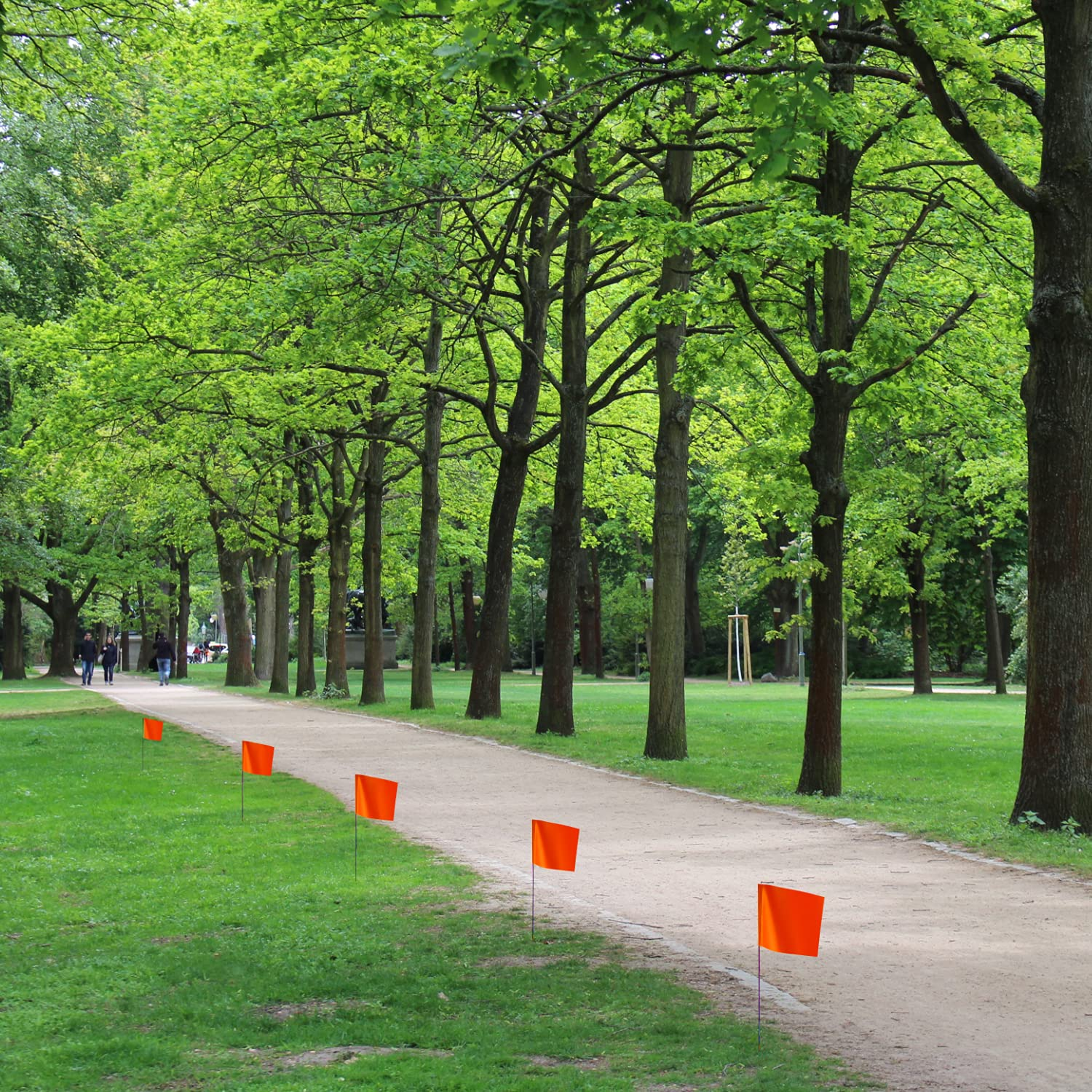 AIEX 42Pcs 2"X3" Marking Flags with 13.8" Steel Pole Vinyl Stake Flag for Yard Industrial, Underground Utilities, Sprinkler, Utility Marker, Sewers, Lawn, Landscaping, Surveying, Pet Boundary(Orange)