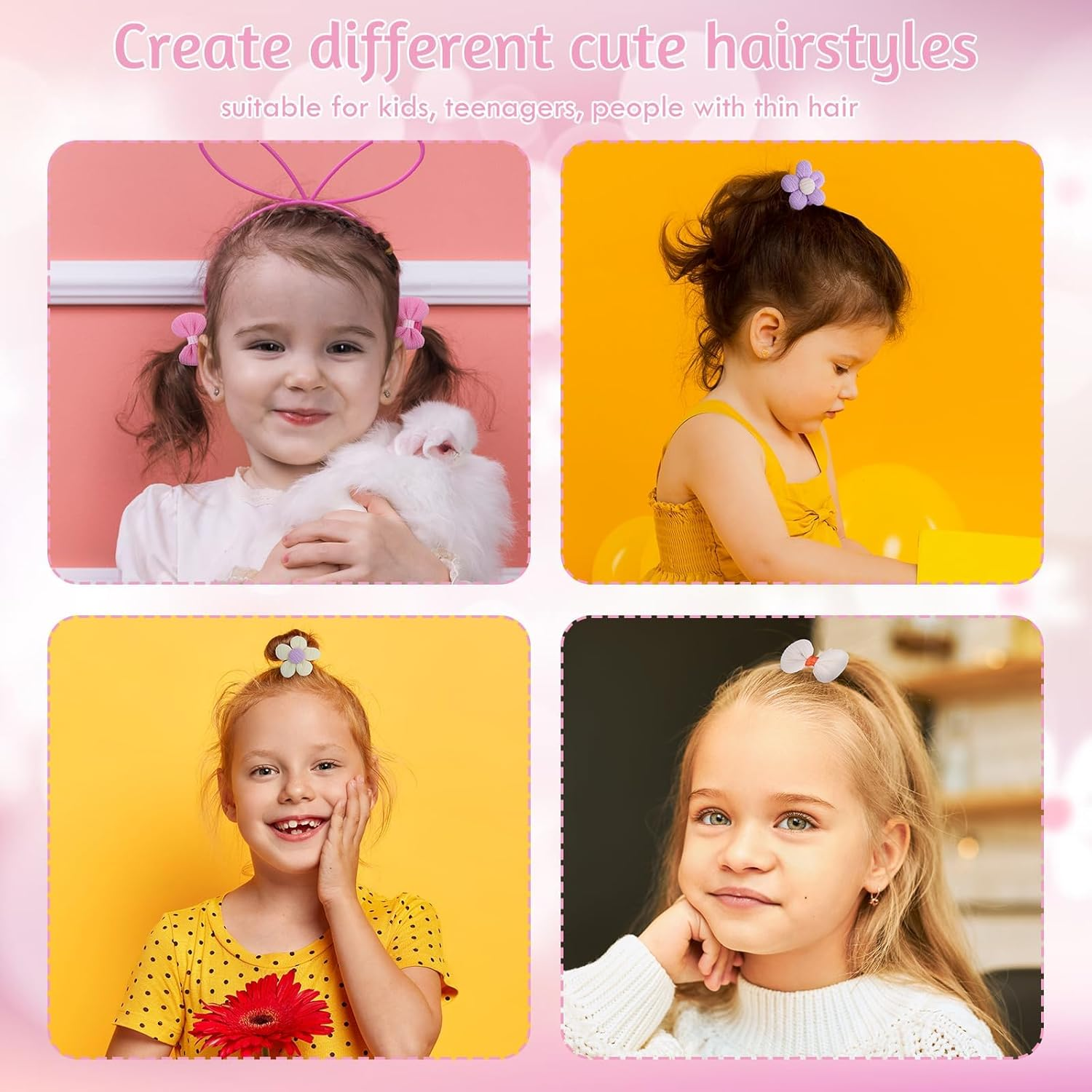 Toddler Hair Ties, 24 Pcs Small Hair Ties, No Crease Baby Hair Ties, Hair Tie Bows Cute Flower Elastic Scrunchies, Little Girls Hair Accessories for Baby Girls Infants Toddlers Kids image number 5