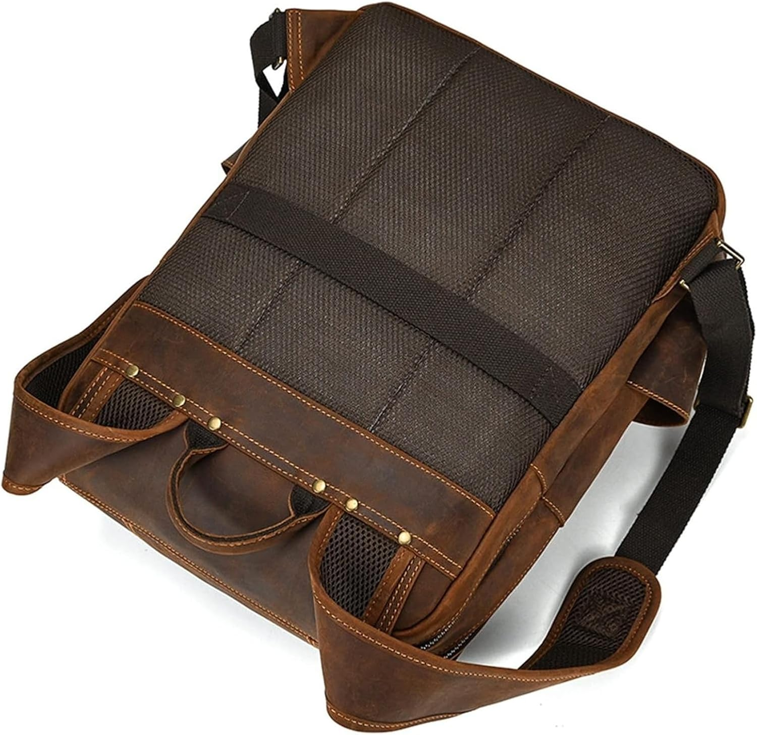 Laptop Bag Backpack Men'S Work School Backpack Men'S Vintage Genuine Leather Backpack 15.6 Inch Laptop Bag Fashion Work Bag Large Capacity Computer Backpack Travel Camping Daypack for Business/S image number 1