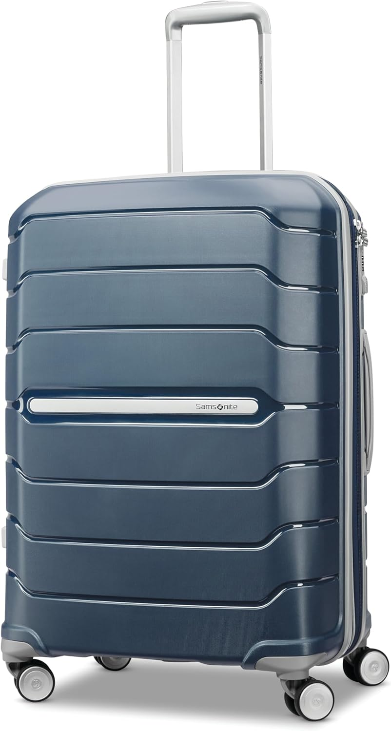 Samsonite Freeform Hardside Expandable with Double Spinner Wheels, Navy, Checked-Medium 24-Inch, Freeform Hardside Expandable with Double Spinner Wheels image number 2