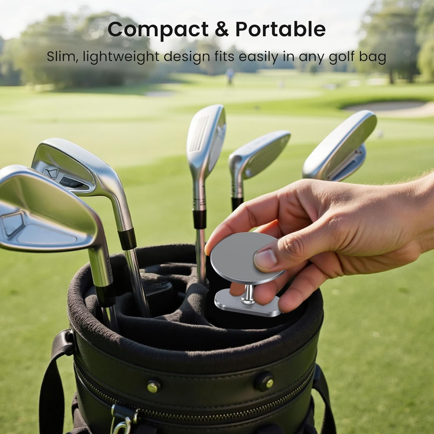 Itramax Magnetic Golf Cart Phone Holder,360&deg; Adjustable Dual Magnet Mount,Portable Alloy Golf Push Cart Cell Phone Stand for Magsafe Iphone 17 16 15 14 13 12&All Smartphones,Fits Ezgo,Club Car,Yamaha image number 1