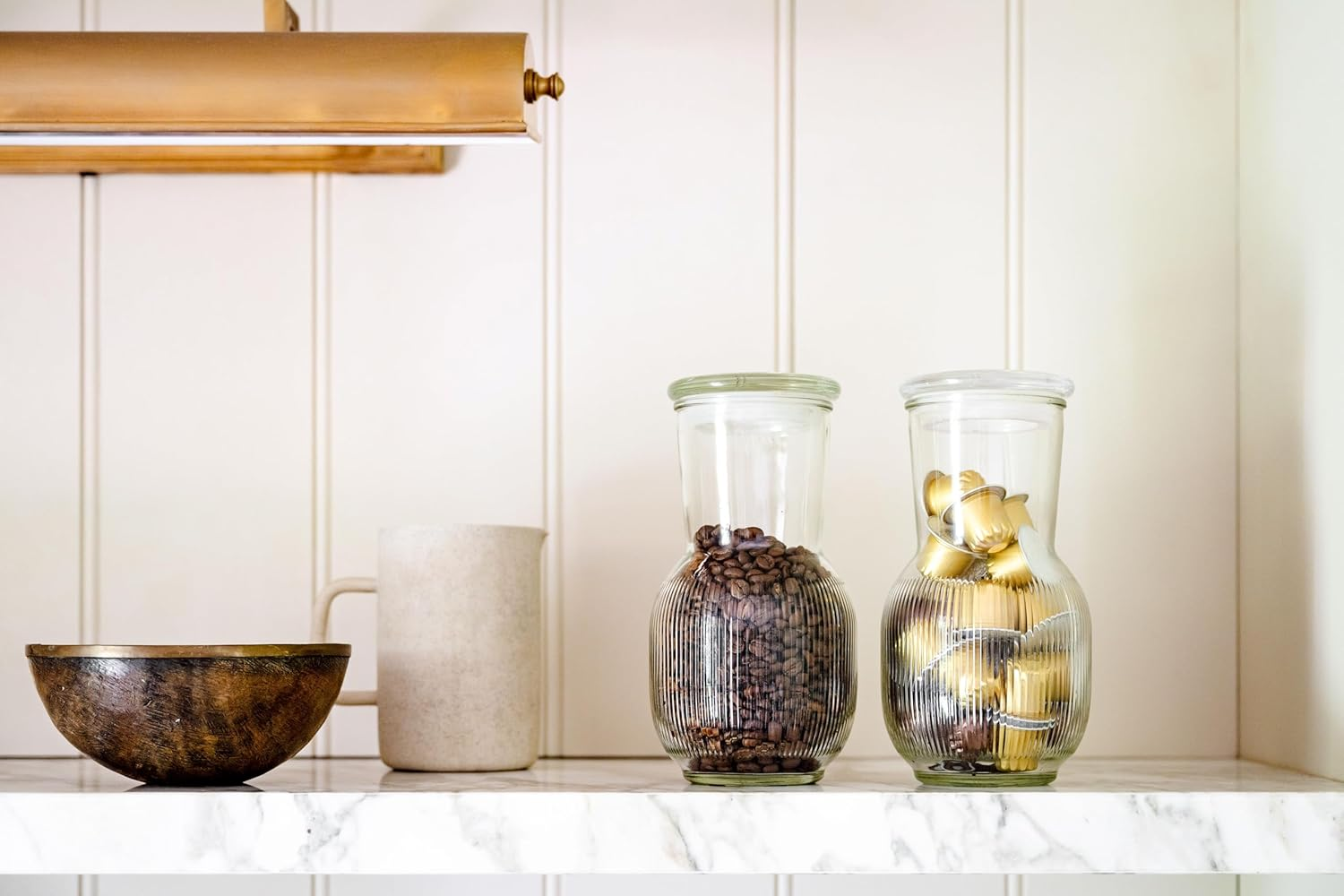 Vittoria Coffee Oro Nero Dark Roasted Instant Freeze Dried Coffee. Reusable Glass Jar Vase - 300G. Medium-Dark Intensity 14/15. Rich, Full Bodied Cup. image number 1