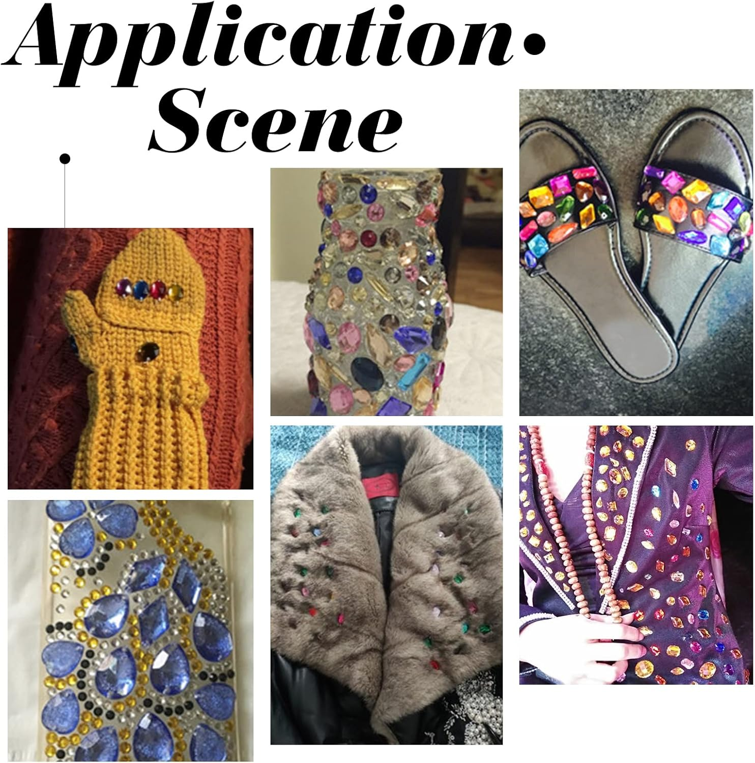 Pandahall Elite - 80 Pieces 10 Colours Rhinestone Acrylic Left Acrylic Rhinestone 2 Holes Rhinestone Sewing for Jewellery, Flat Back and Facets, 4 Shapes - Black image number 7