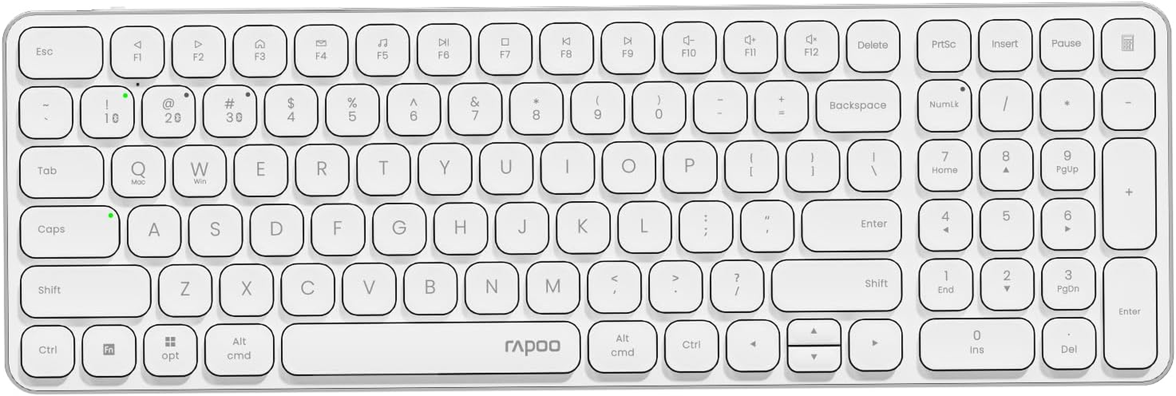 Rapoo E9550L Multi-Device Wireless Keyboard, Blade-Series E9550L 110-Key Ultra-Thin Keyboard, Support 4 Devices, Low-Profile, Quiet, USB-C, Rechargeable, Al-Alloy Frame, for Windows/Mac/Linux/Chrome
