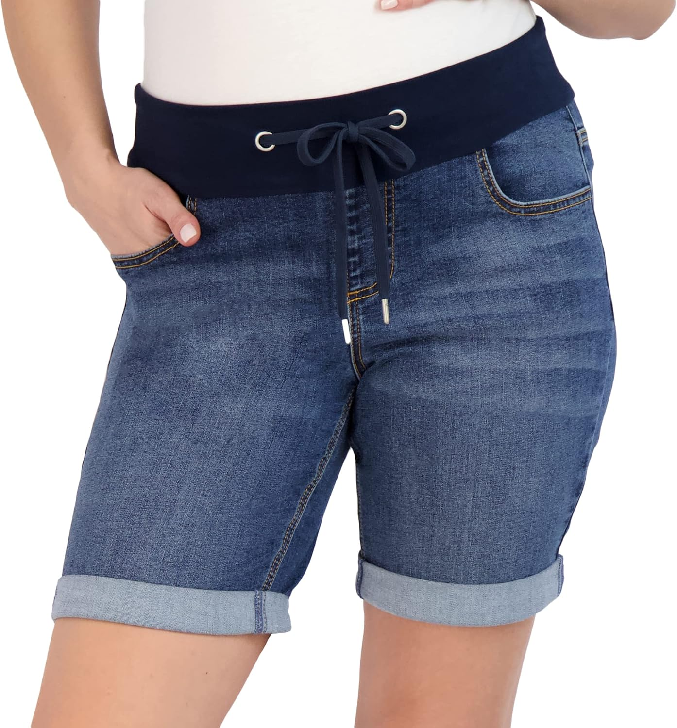 Savi Parker Women'S Maternity Shorts Double Roll Cuff - Mom Comfy Activewear, Pregnancy Clothes for Summer, BCI Certified image number 3