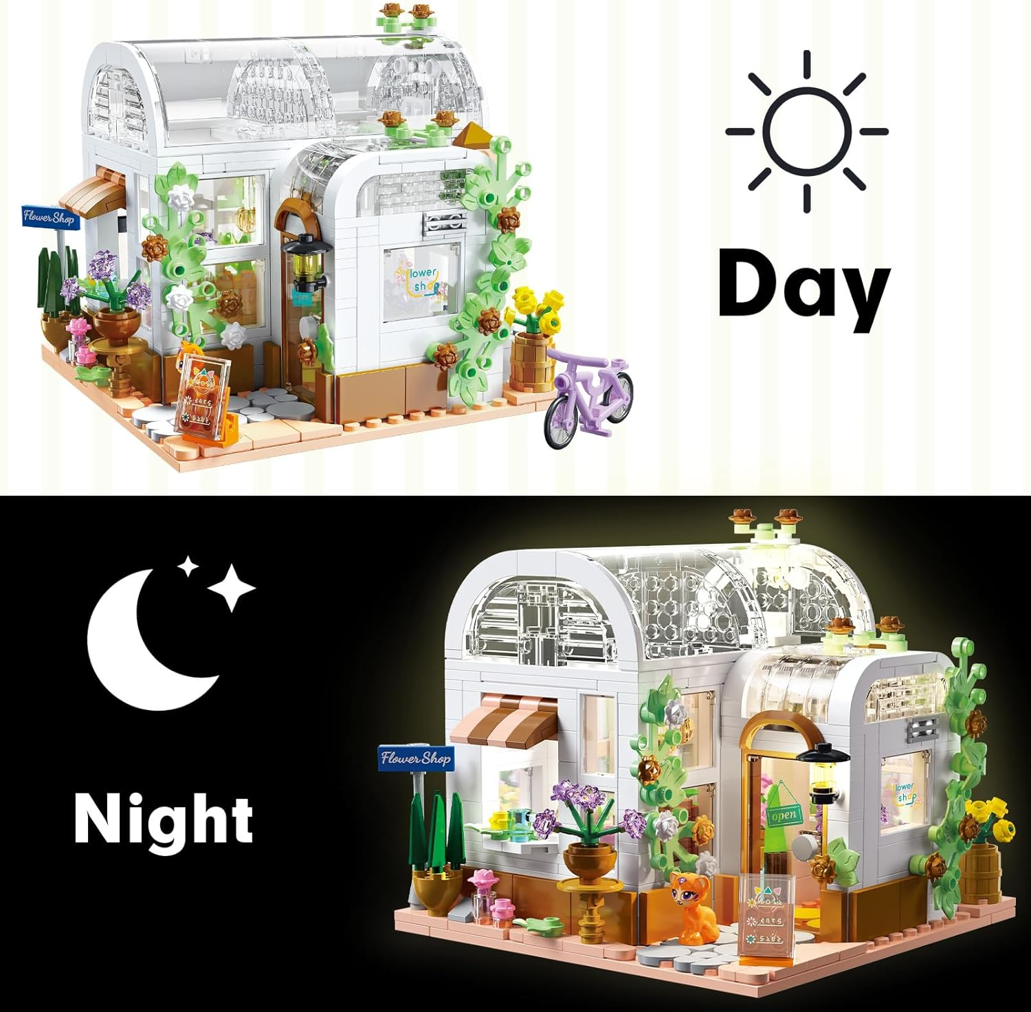 Girl Toys Flower House Building Block Set, Creative Building Playset with LED Light, Exquisite Creative Friends Architecture Model Sets, Toys for Girls Christmas Birthday Toys for Girls 6-12 (561 PCS) image number 4