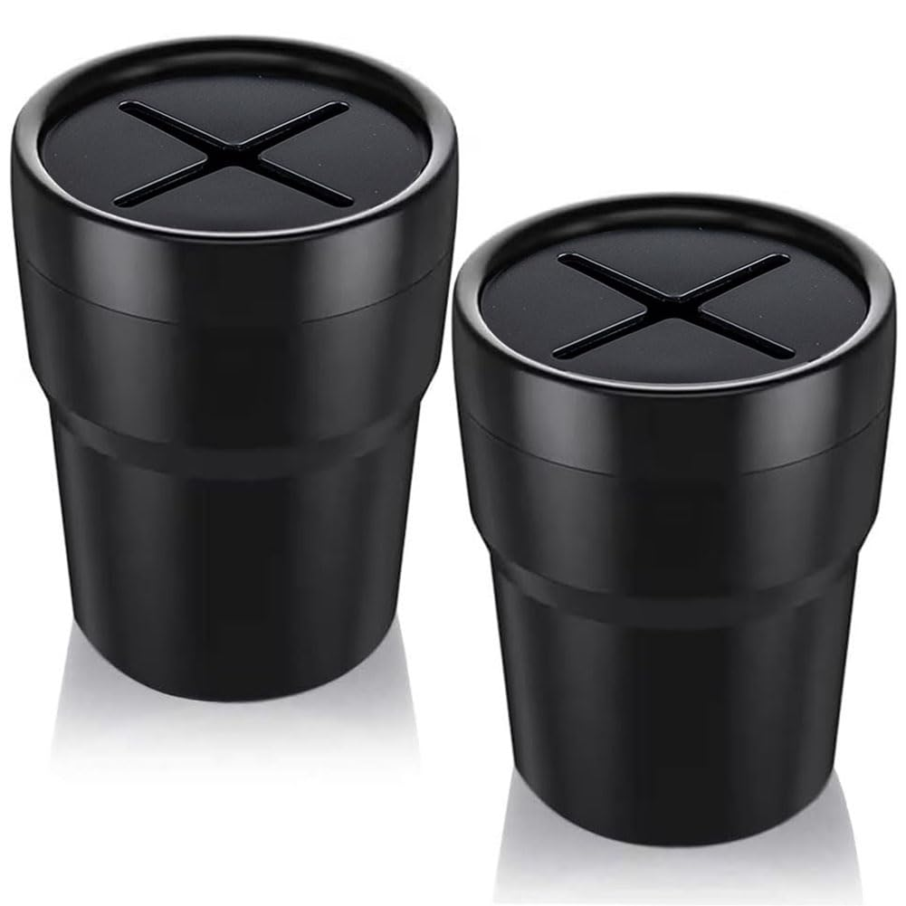FIOTOK Car Trash Can with Lid, Mini Auto Garbage Can Leakproof Vehicle Trash Bin Fits Cup Holder in Console or Door for Automotive Car, Home, Office, Kitchen, Dinning Room 1Pack image number 2