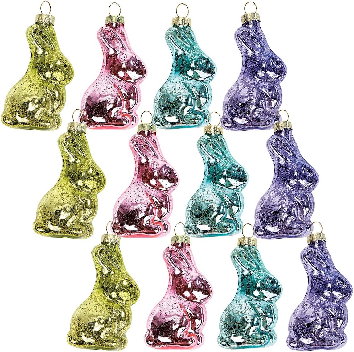 Lillian Vernon Candy Heart Glass Ornament- Blown Glass Valantines Day Hanging Ornaments, Set of 12