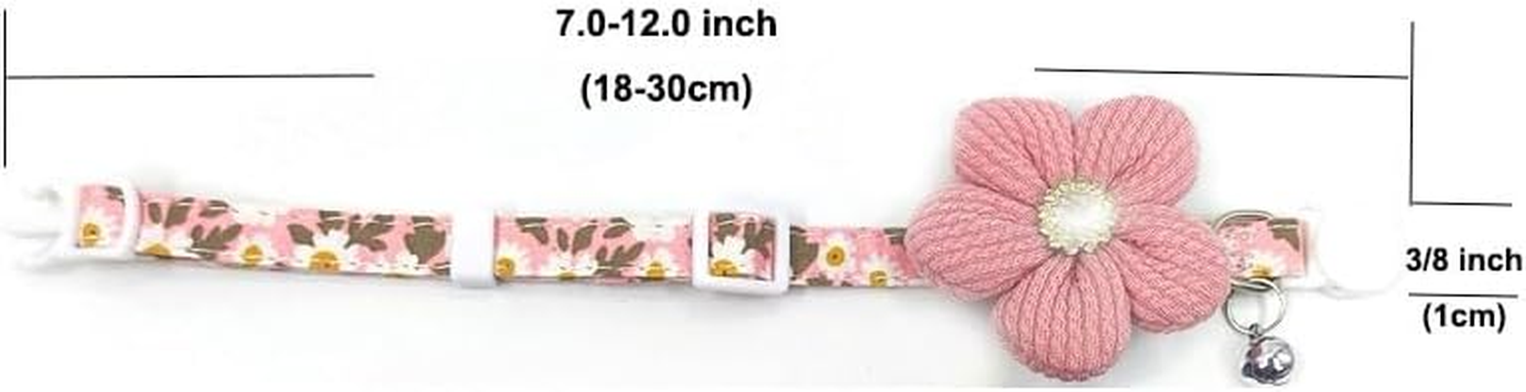 Small Dog Collar with Flower, Puppy Collar for Dog Collars for Small Dogs Cute Dog Collar with Bell, Adjustable Length (Pink, One Size) image number 1