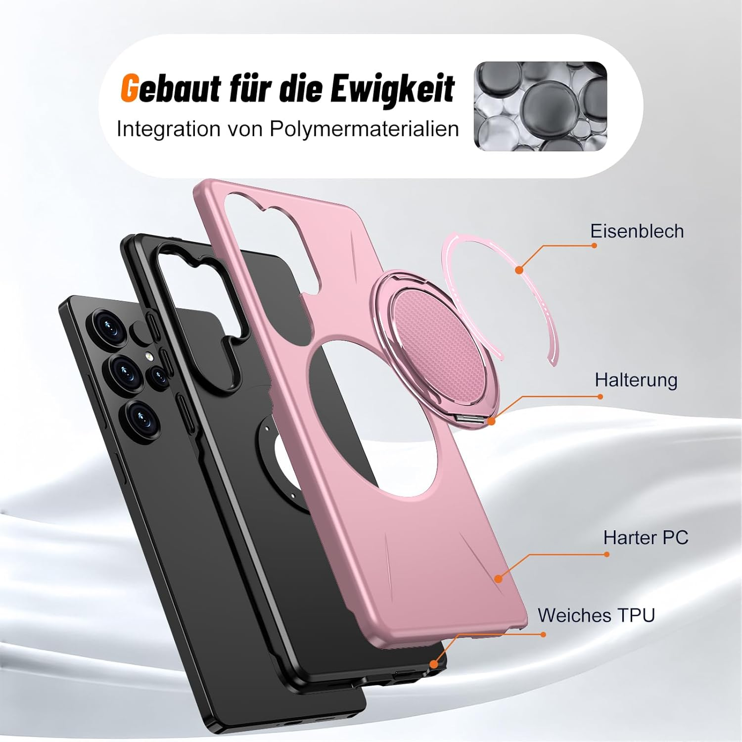 Vanki Case for Samsung Galaxy S25 Ultra Compatible with Mag-Safe Samsung S25 Ultra Mobile Phone Case Magnetic with 360 Degree Ring Stand S25U Protective Case Made of Flexible TPU and PC Double - Blue image number 4