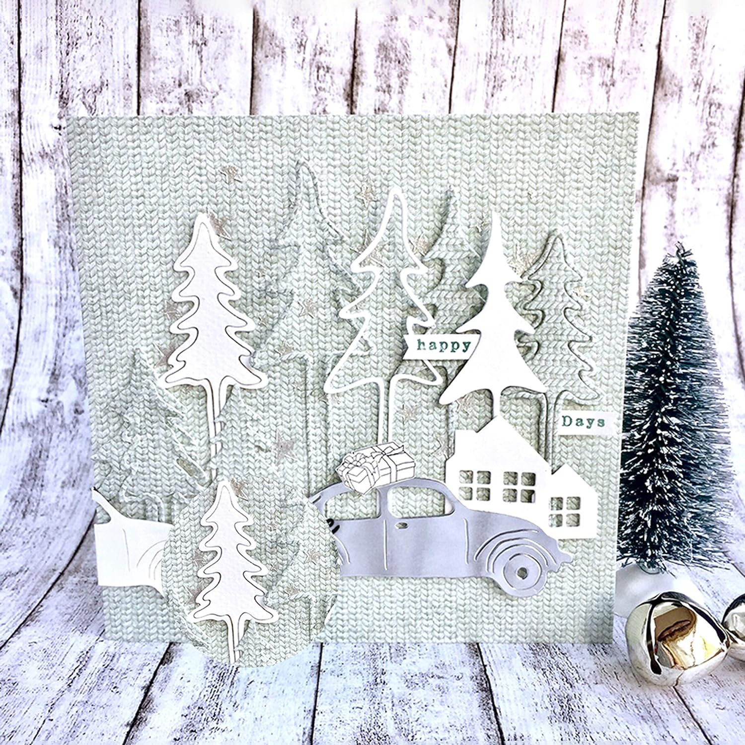 3Pcs Tree Metal Die Cuts,Christmas Tree Cedar Deer Cutting Dies Cut Stencils for DIY Scrapbooking Album Decorative Embossing Paper Dies for Card Making image number 2