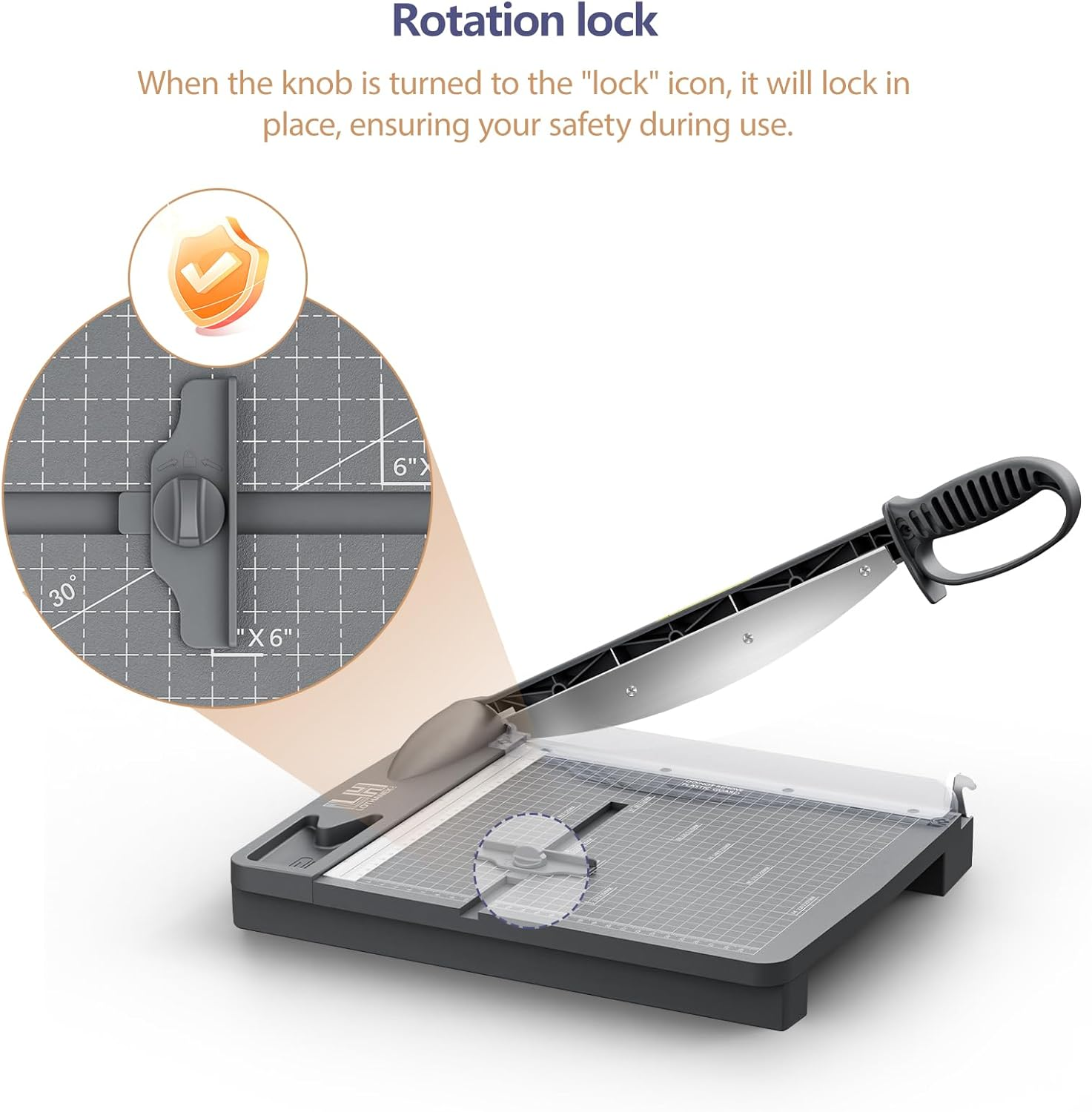 12 Inch Heavy Duty Paper Cutter, Guillotine Paper Cutter & Paper Trimmer, 30 Sheets Capacity Paper Cutting Board for Classroom, Crafting, Cardstock Gray image number 6