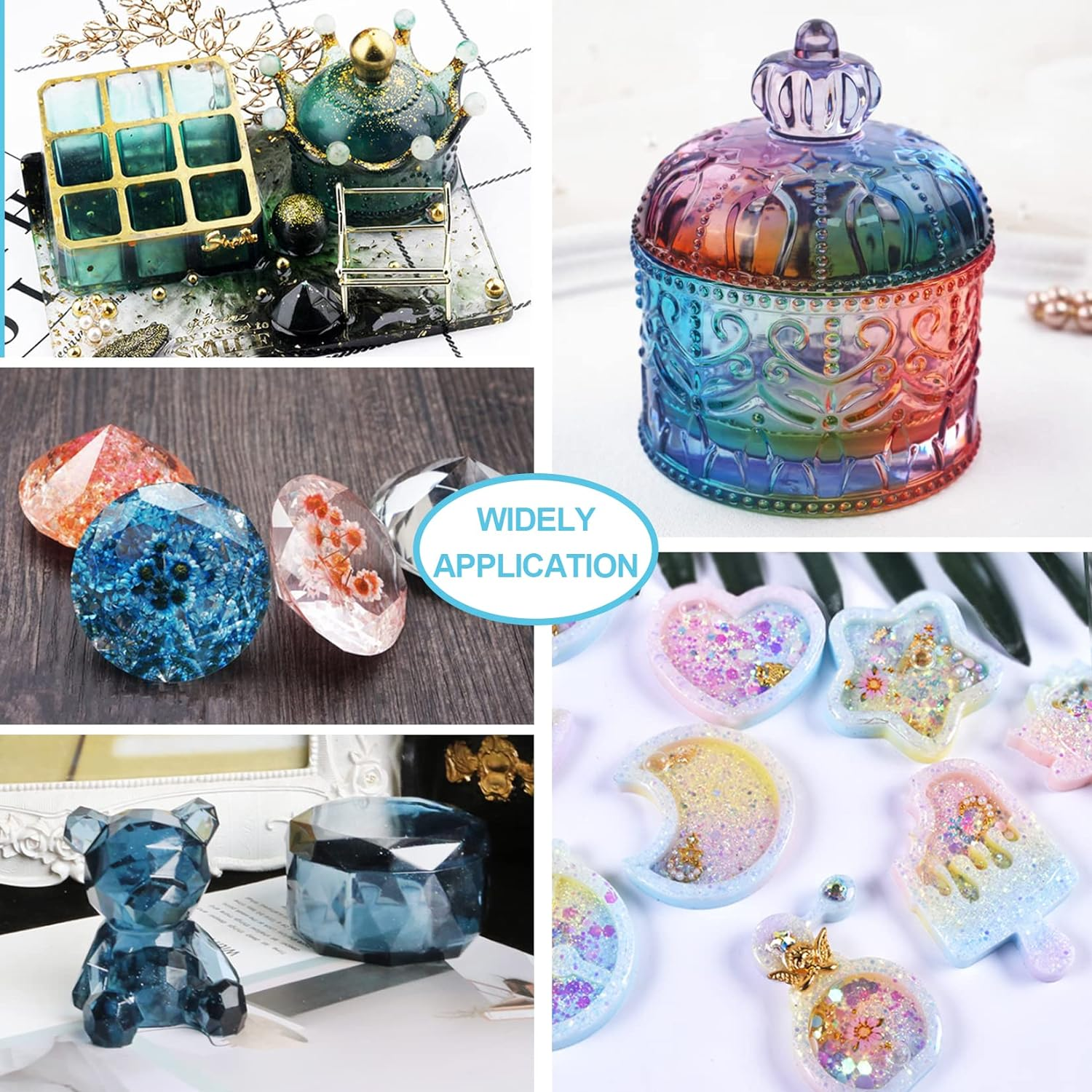 UV Lamp+2 Pieces 100G Upgrade Quick Cure Clear Hard Low Odor UV Resin+ Mat+Tool, UV Resin Starter Kit for Jewelry Making image number 2