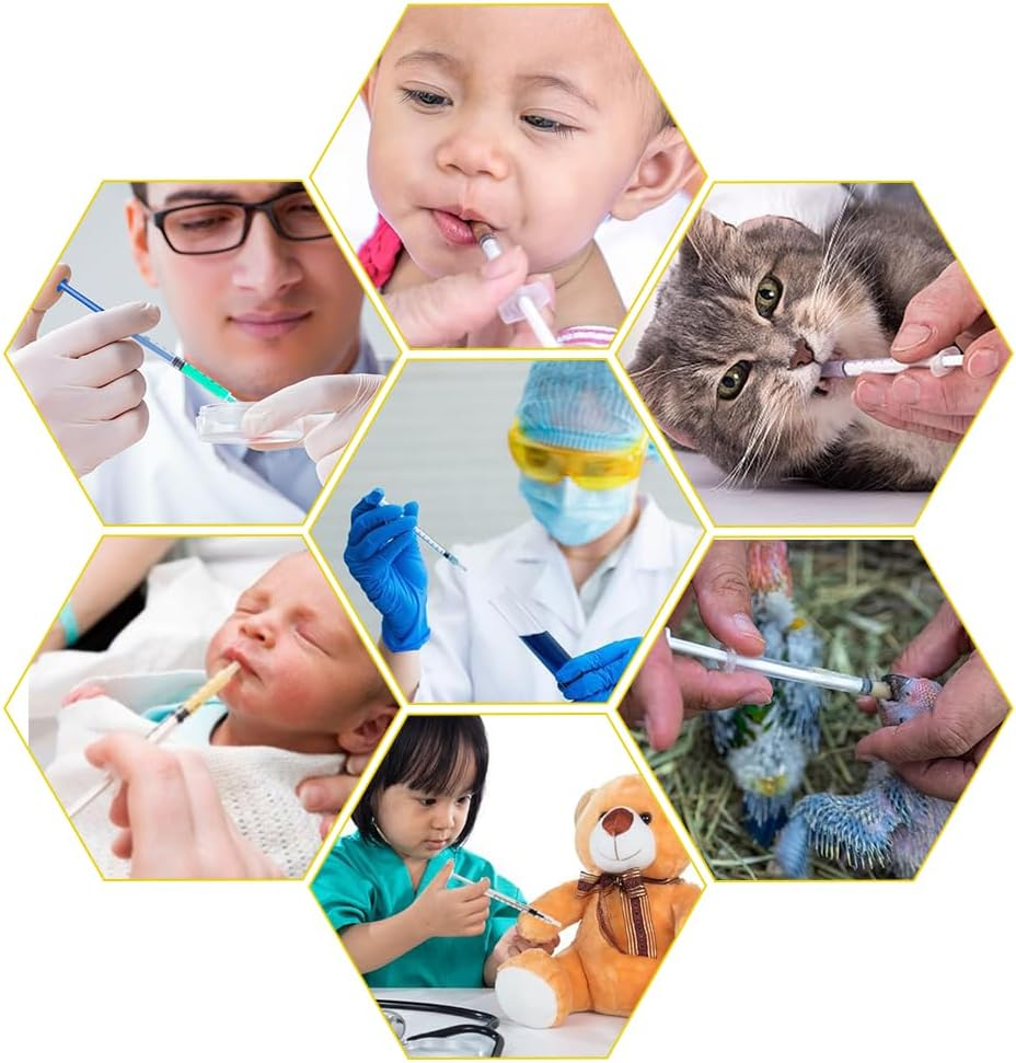 50 Pcs 1Ml Syringes with Caps Oral Dispenser Individually Sterile Warpped for Medicine Dropper, Colostrum Collect Feeding Pets, Liquid image number 1