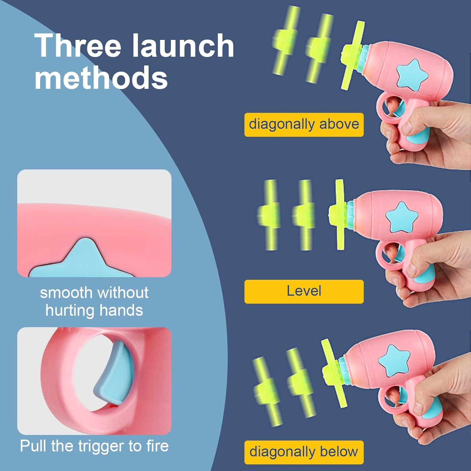 Cat Fetch Toy, Colourful Flying Propeller Disc Cat Toy Chasing Saucer with 1 Launchers, 5 Propellers Random Colour for Interactivity Training Hunting Hitting Pet Toy (Yellow) image number 3