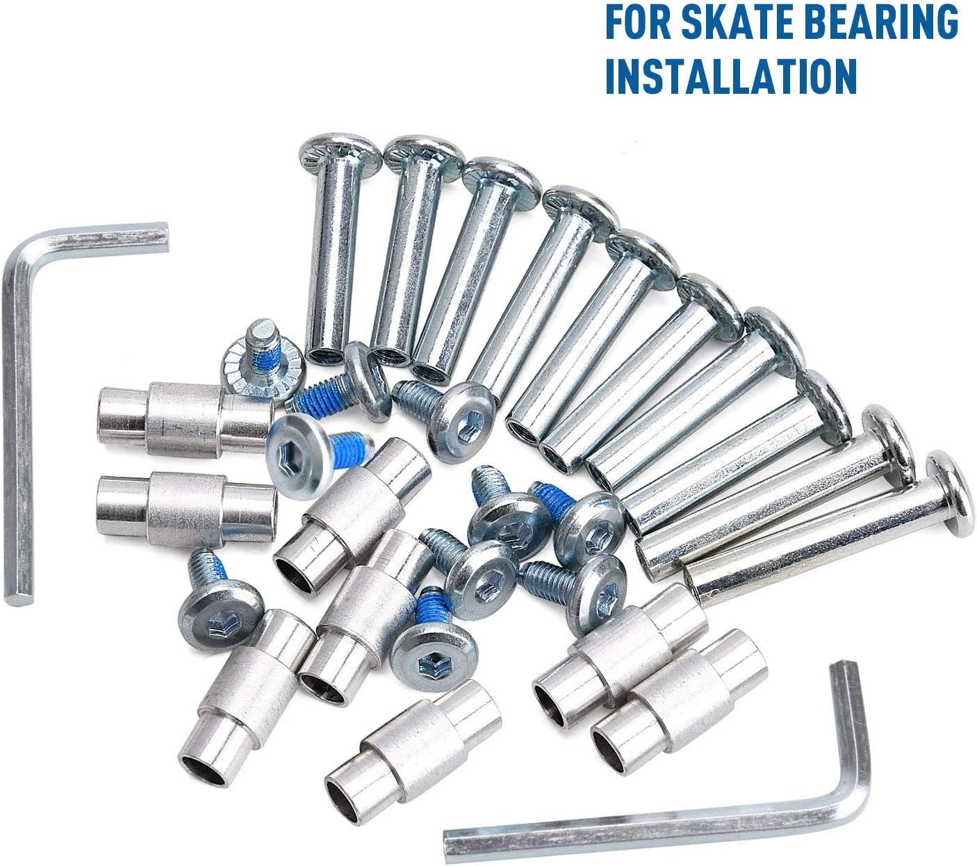 TOBWOLF 8PCS Inline Skate Shaft, Aluminum Alloy Skate Wheel Bearing Spacer, Roller Skate Accessories with Axle & Axles Screws & Wrench image number 4