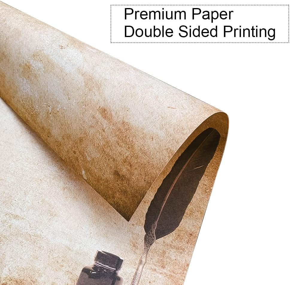 Paper Master Vintage Stationary Set, Old Fashion Letter Writing Stationary Paper and Envelopes Set, 48 Sheets Feather Stationery Set with 24 Envelopes, 8.5X11 Inch image number 4