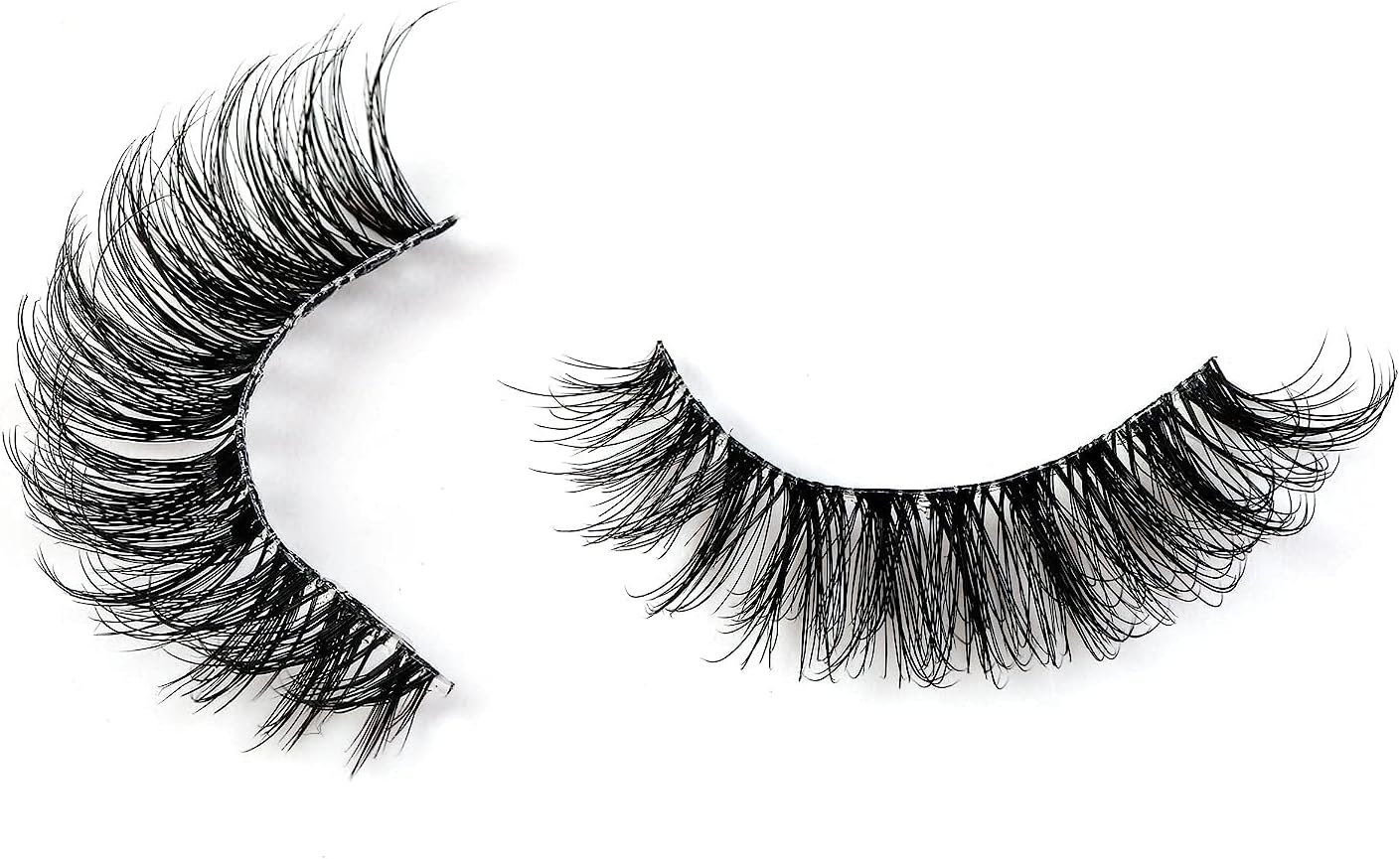 Clear Band False Eyelashes 10 Pairs 3D Natural Look Cat Eye Short Supernatural Cross Soft Reusable Lashes (AWH167) image number 1