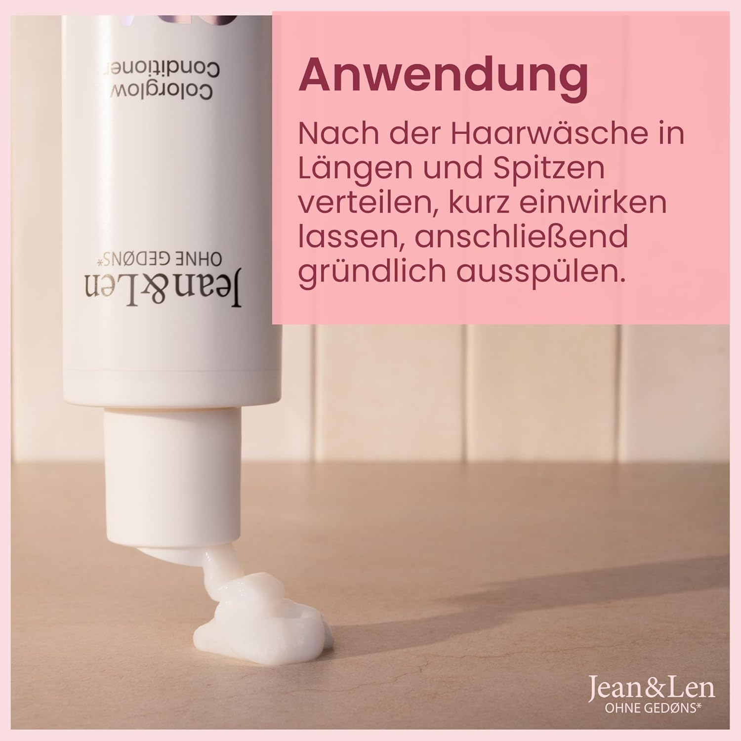 Jean & Len Colorglow Conditioner for Coloured Hair with Pomegranate, Rose Petal Extract & Panthenol, Fruity Floral Fragrance, Parabens & Silicone-Free, Vegan, 300 Ml image number 3