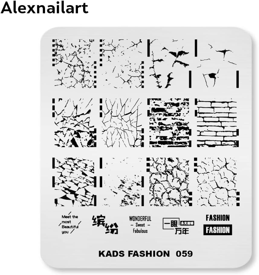 Alexnailart Nail Stamping Plate Nail Art Wall Crack Word Picture Template Transfer Stencils Manicure Print Nail Art DIY Tool