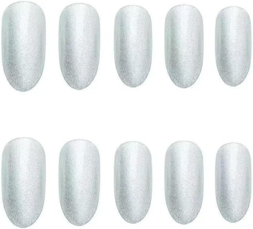 Ztcily False Nails Long Almond White Shiny False Nails French with Glue Accessories or Gift Idea for Christmas New Year Valentine'S Day Wedding image number 3