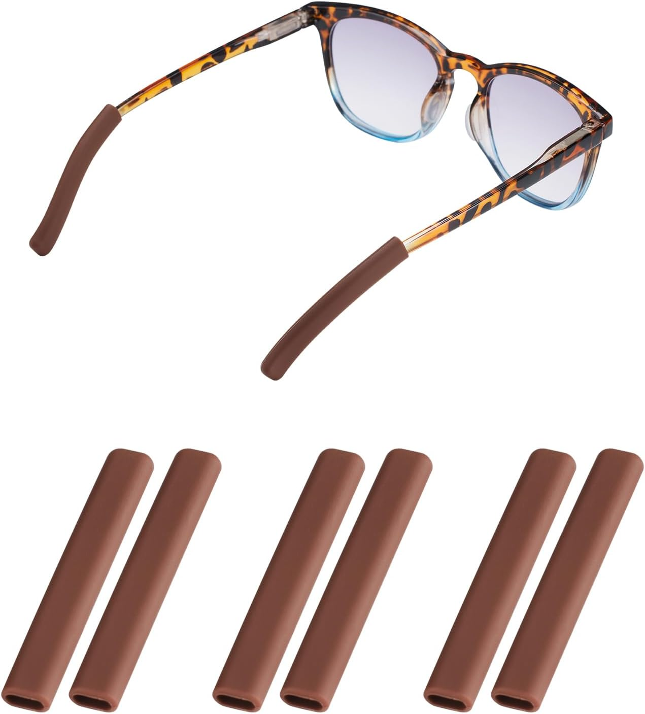 Anti-Silp Glasses Ear Cushion, Silicone Eyeglasses Temple Tips Sleece, Soft Glasses Ear Grip, Comfort Eyeglass Ear Cushions, Eyeglass Ear Grips for Men, Women, Glasses Accessories (3 Black Pairs)