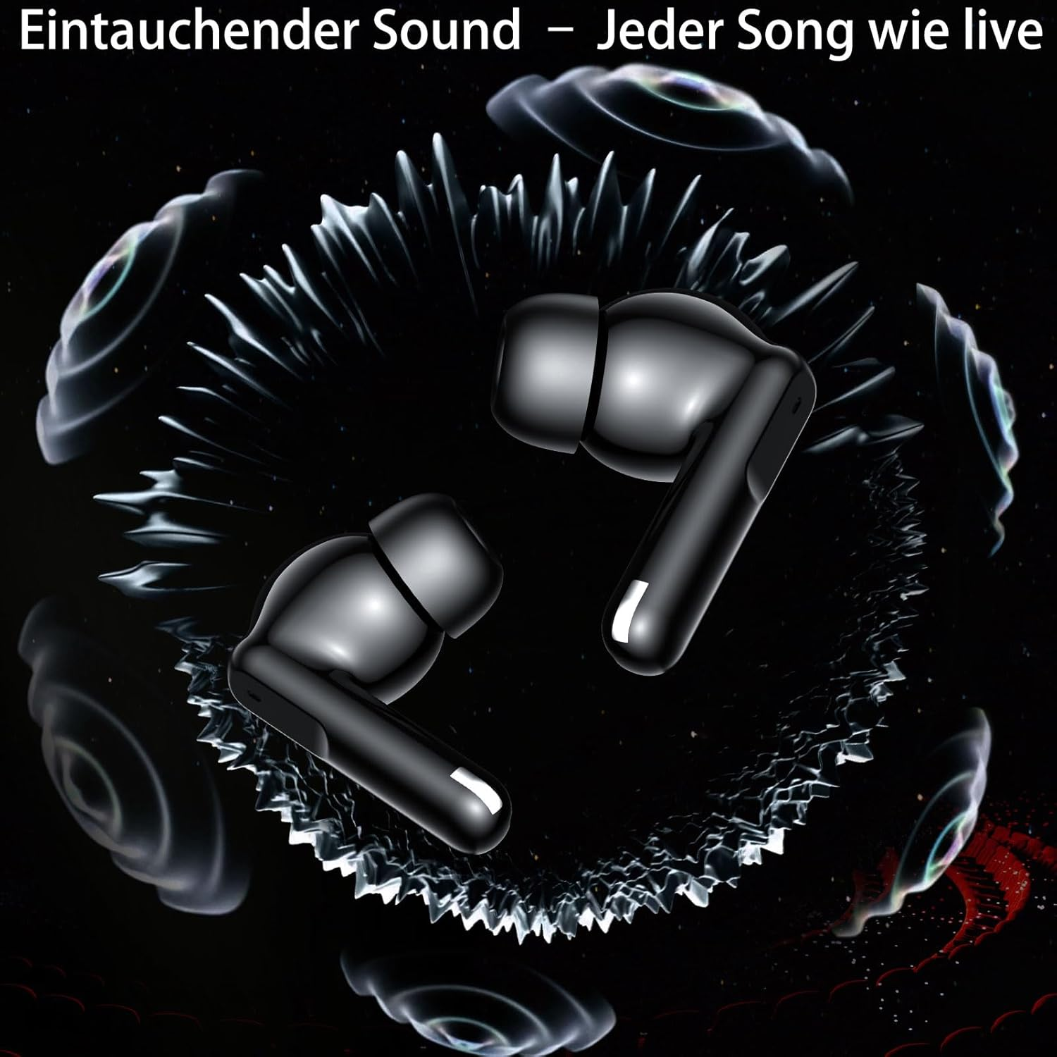 Bluetooth Headphones in Ear, 6 Microphones, ENC Noise Cancelling for Clearer Calls, Wireless Bluetooth 5.4 Hifi Deep Bass, USB C Headphones, 48 Hours, LED, IPX7 Waterproof Sports Earphones, Black image number 6