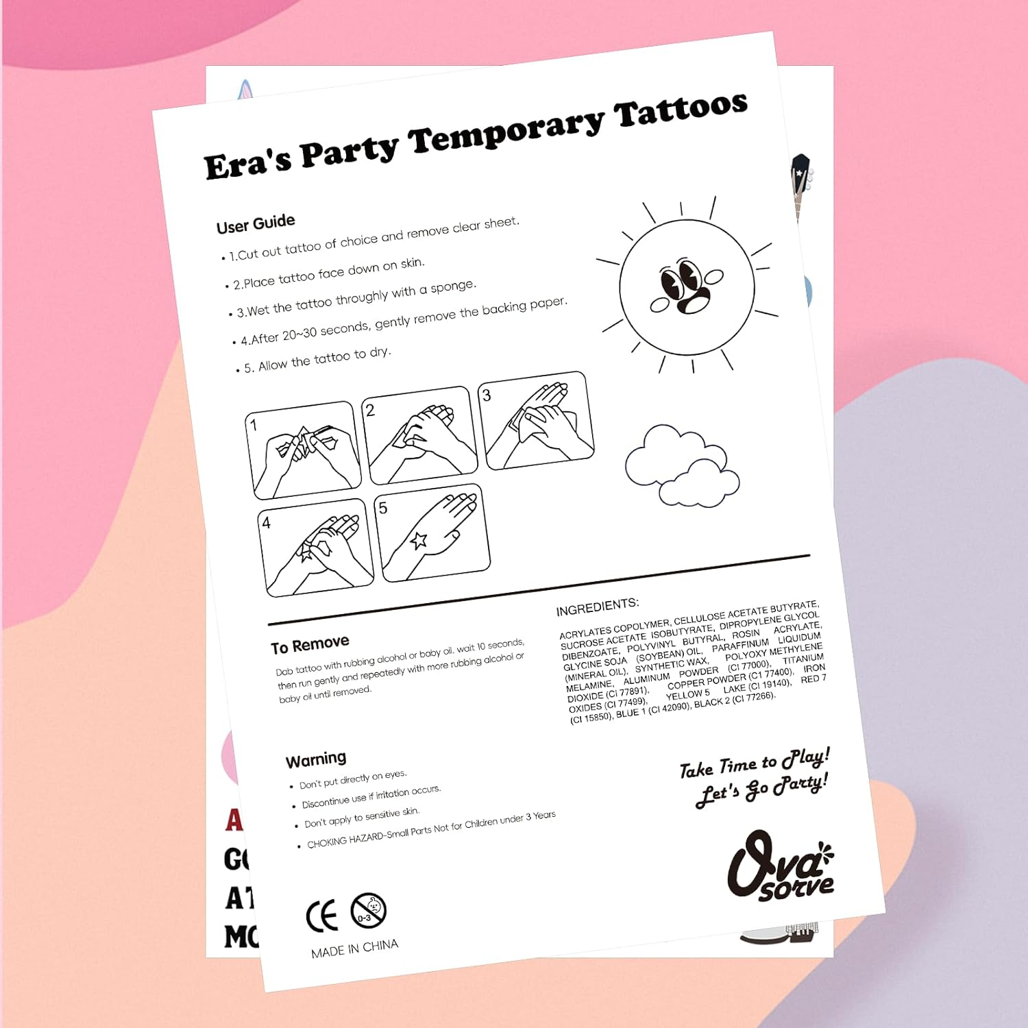 Ovasorve Eras Party Temporary Tattoos - 62 Iridescent Styles | Birthday Decorations, Fans Party Accessory, Concert Merch, Karma Theme Favor,Girls Party Supplies image number 2