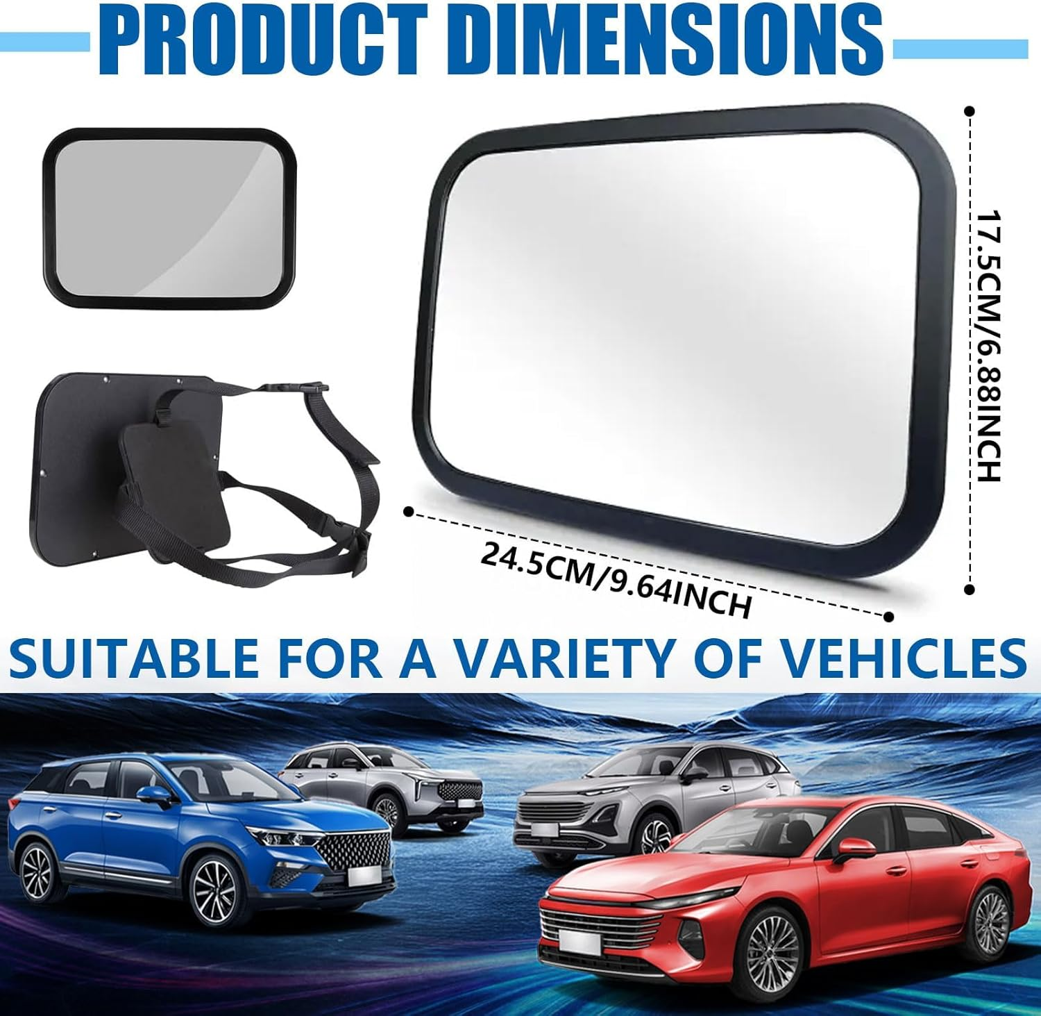 Baby Car Mirror - 360&deg; Adjustable, Extra-Large Shatterproof,Wide Crystal Clear View for Rear Facing Car Seats, Crash-Tested & Universal Fit image number 6