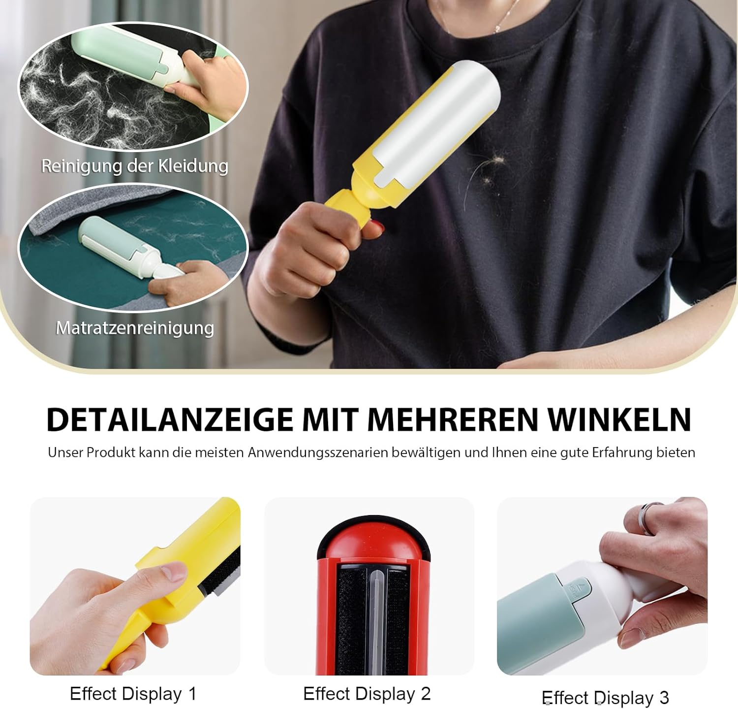 Pack of 3 Pet Hair Remover, Lint Roller, Reusable, Lint Brush for Pet Hair, Cat Hair Remover, Lint Remover for Dog Hair, Cat Hair, Clothes, Sofa, Car, Bed, Carpet, Scratching Post image number 1