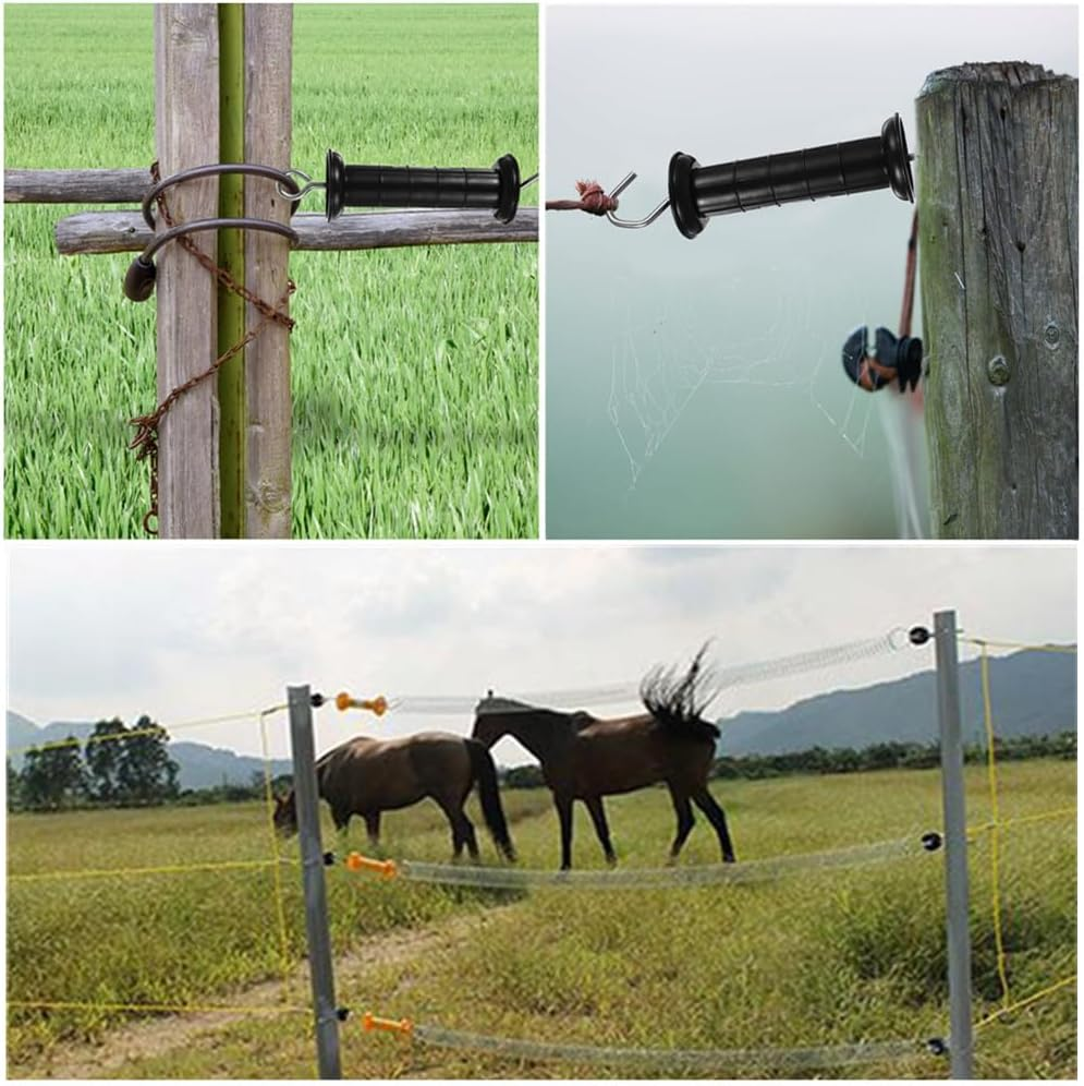 Electric Fence Handle,Electronic Door Handle, Heavy Duty Electric Fence Insulators, Electric Fence Posts, Electric Fence Gate Handle with Electric Fence Spring Handle, Electric Fence Kit (Black) image number 2