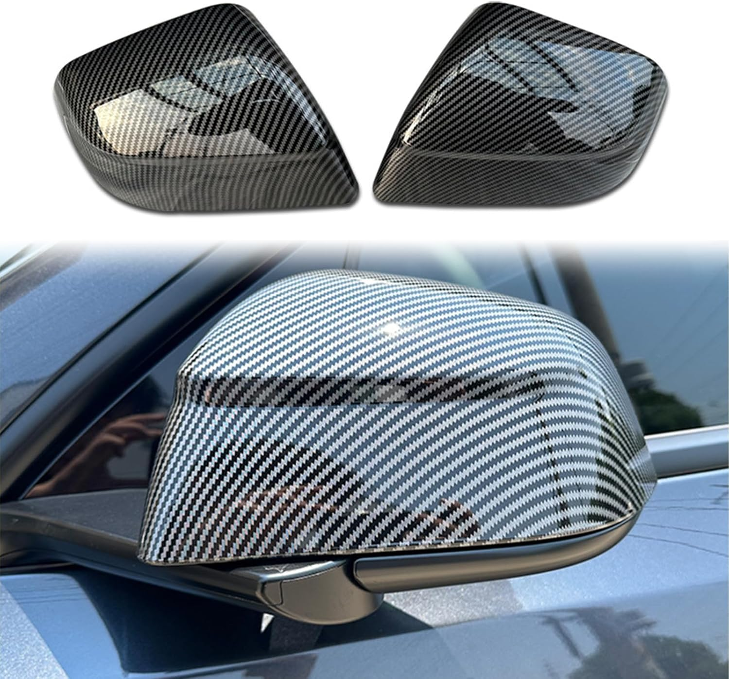 Fit Tesla Model Y Juniper Rearview Mirror Guard Cover,For ABS Side Mirroe Cover Exterior Accessories Compatible with Tesla Model Y Juniper 2025 2026(Glossy Carbon Pattern) image number 7