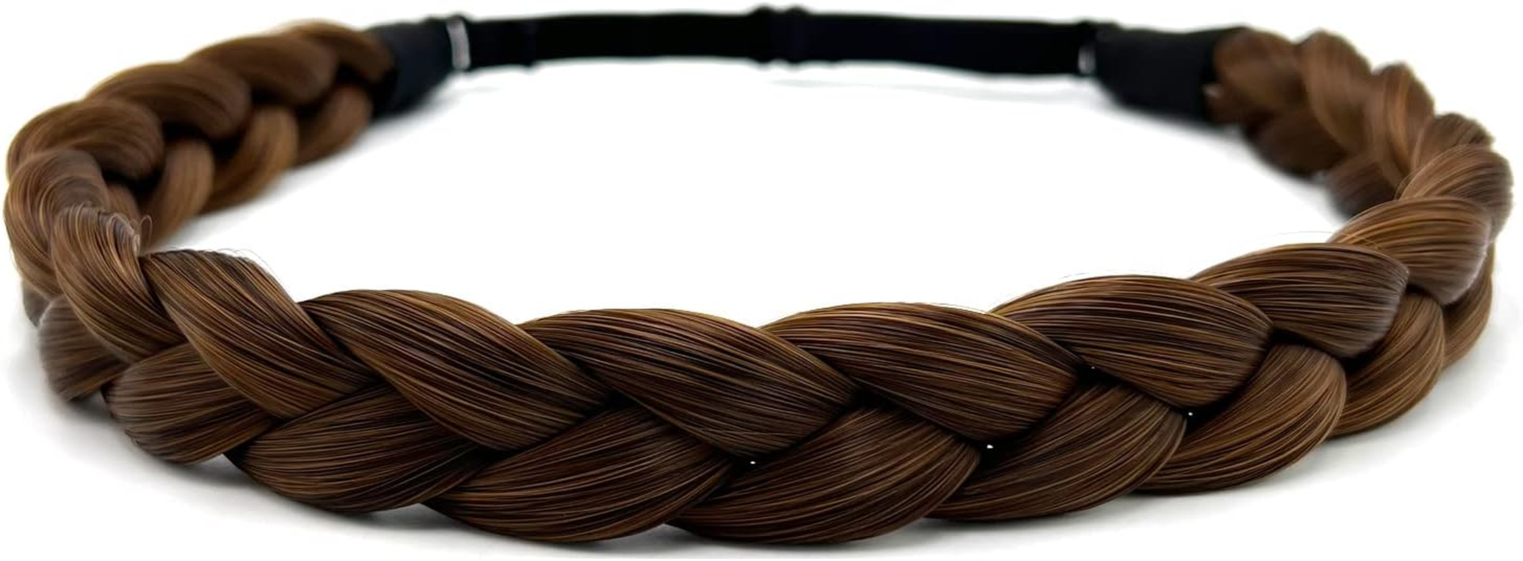 TOECWEGR Braided Headband 3 Strands Synthetic Hair Braided Headband Classic Chunky Elastic Hairpiece Women'S Beauty Accessories (Dark Brown-6A27)